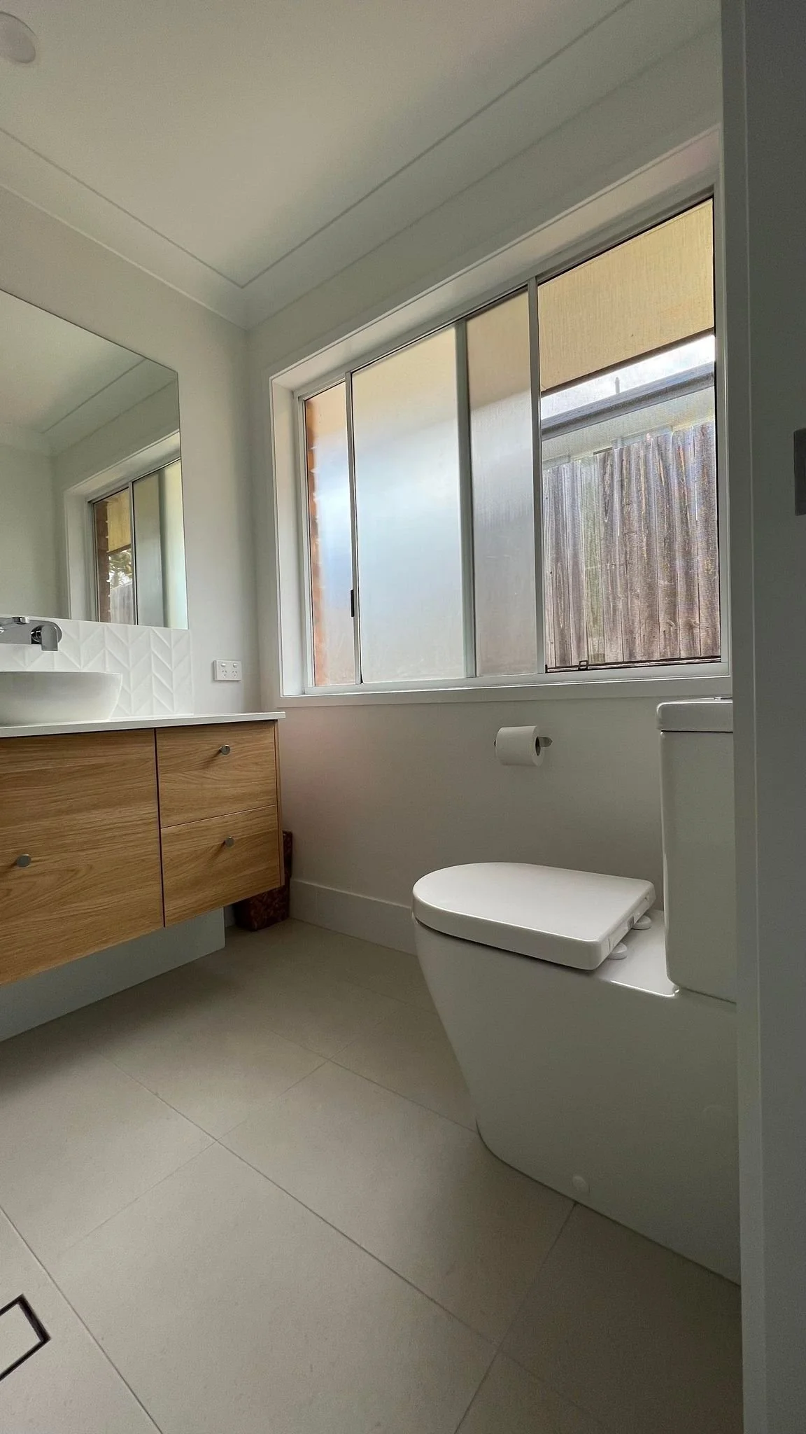 Bathroom renovation Brisbane - wall hung vanity and toilet