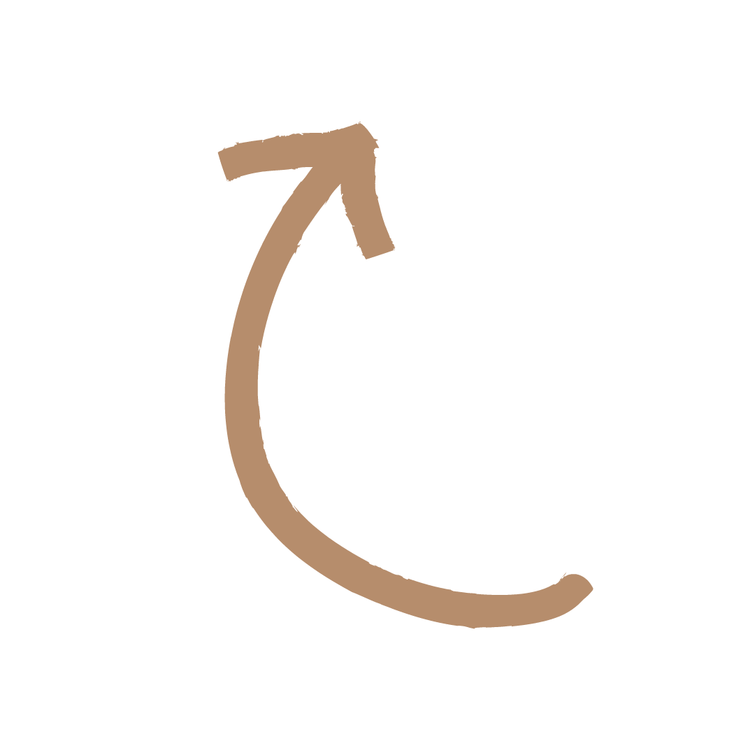 Curved brown arrow pointing upward on a black background.