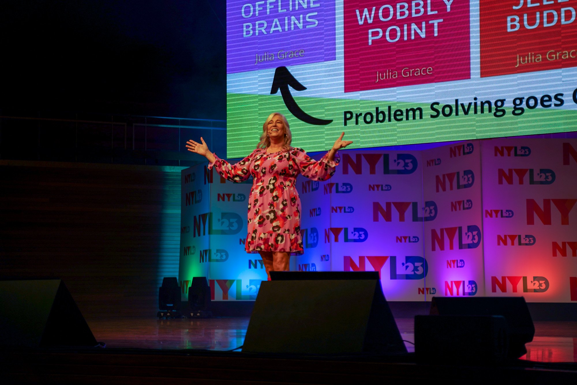 Julia Grace on stage, NYLD