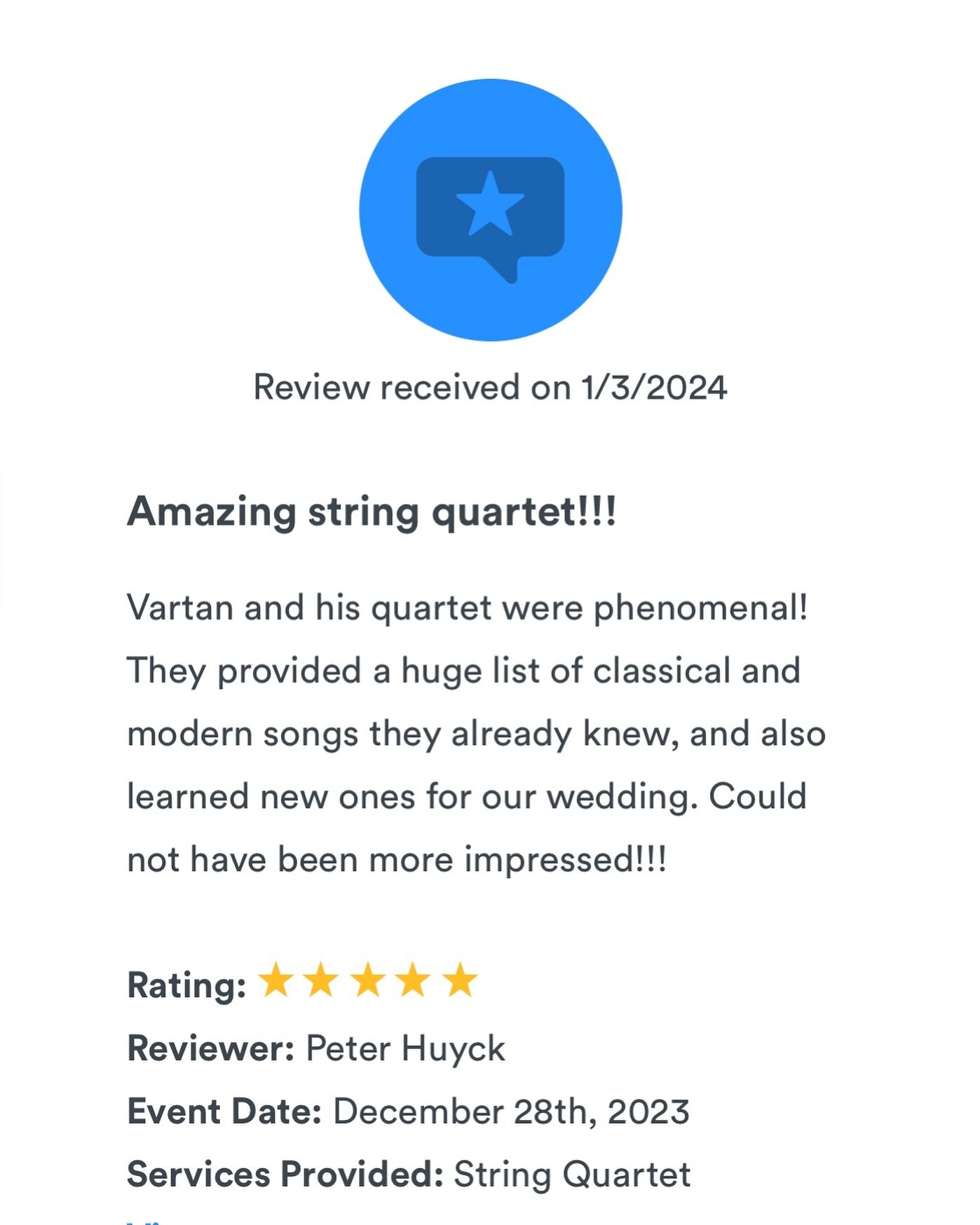 Nothing&rsquo;s better than making our clients happy 🥰✨🎶 
&lsquo;
#nycweddingplanner #nycweddings #nycmusicians #nycmusician #review