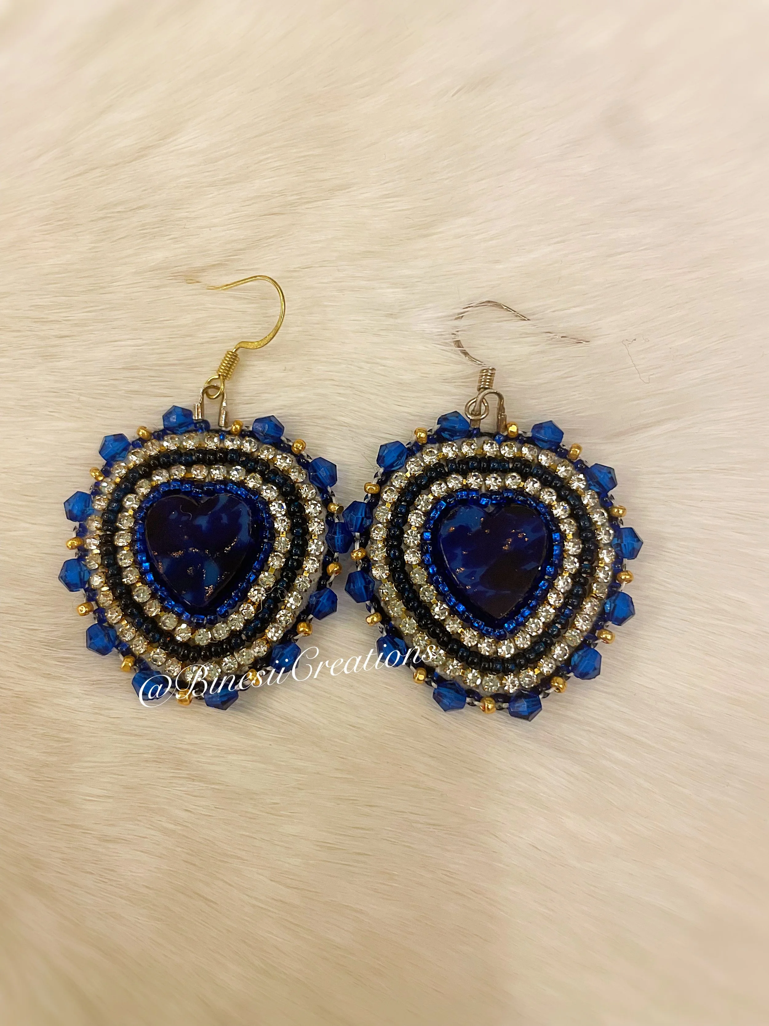 Elegant Blue & Gold Accent Earrings