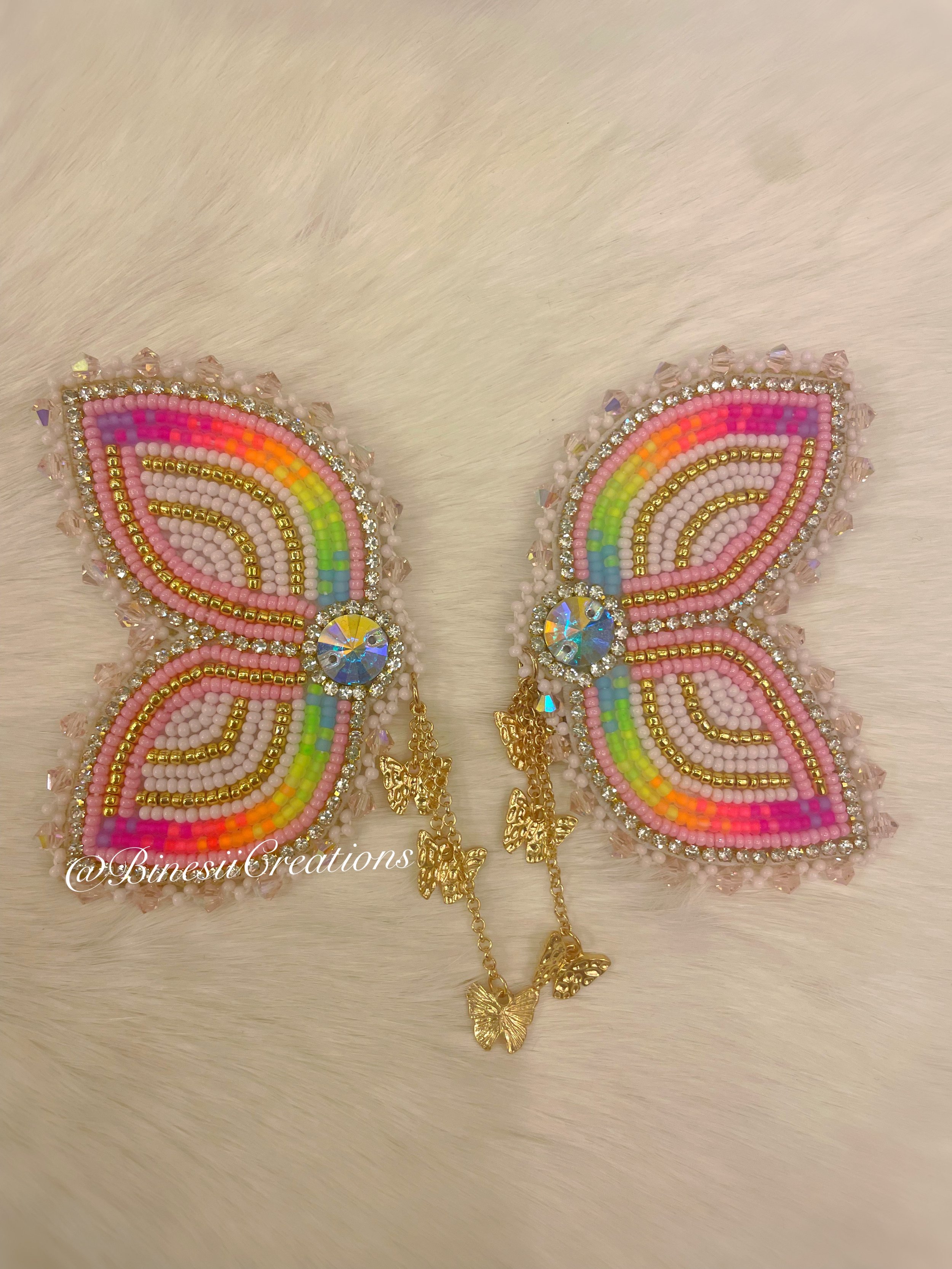 Whimsical Pink Beaded Butterfly Earrings