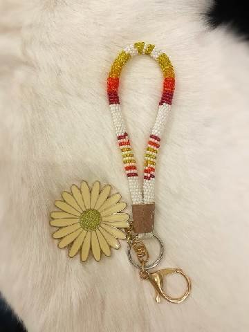 Sunburst Daisy Beaded Keychain