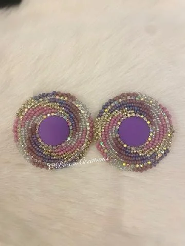 Purple Elegance Beaded Earrings