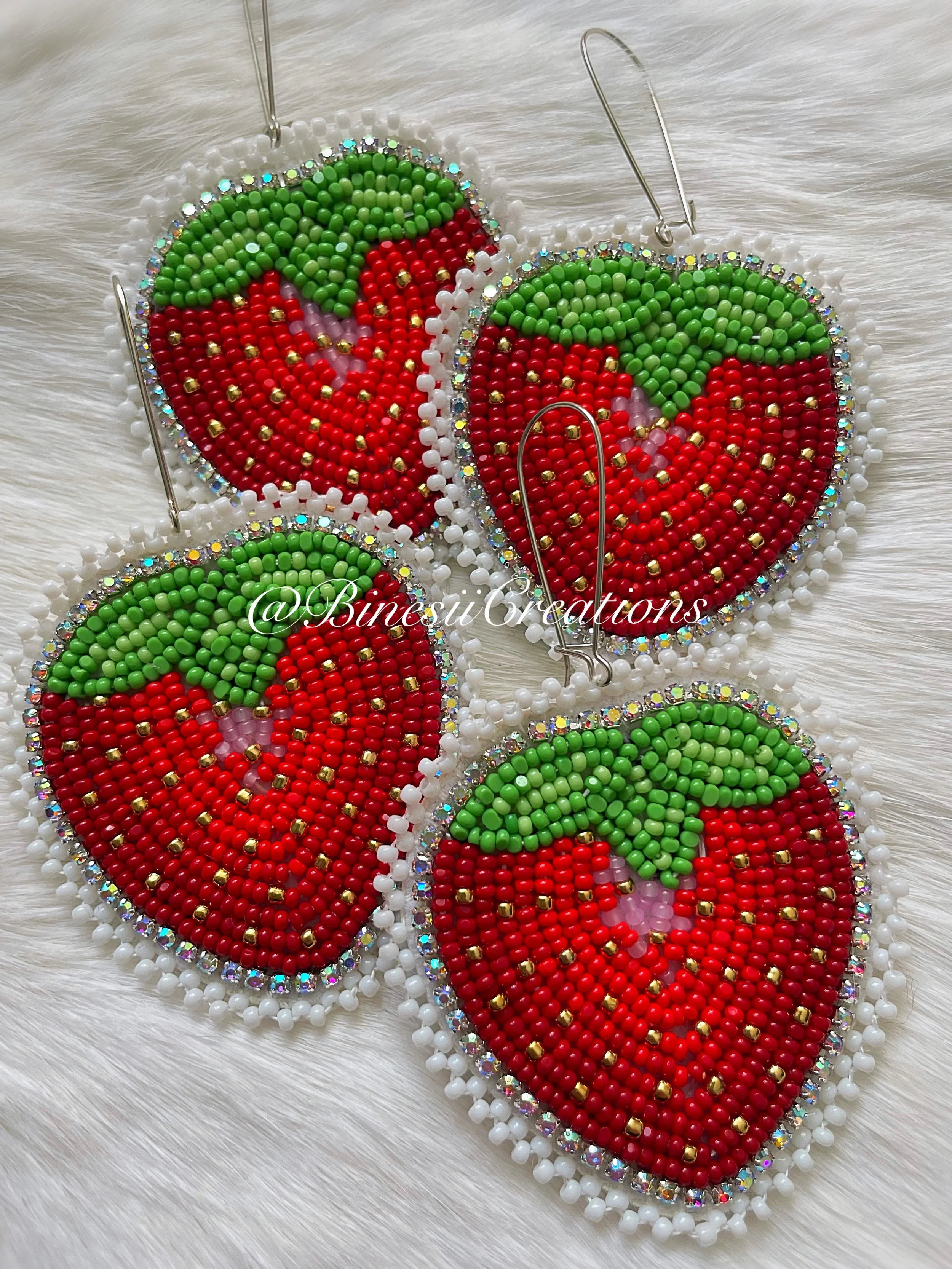 Beaded Strawberry Earrings
