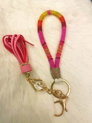 Vibrant Pink & Fire Accent Keychain