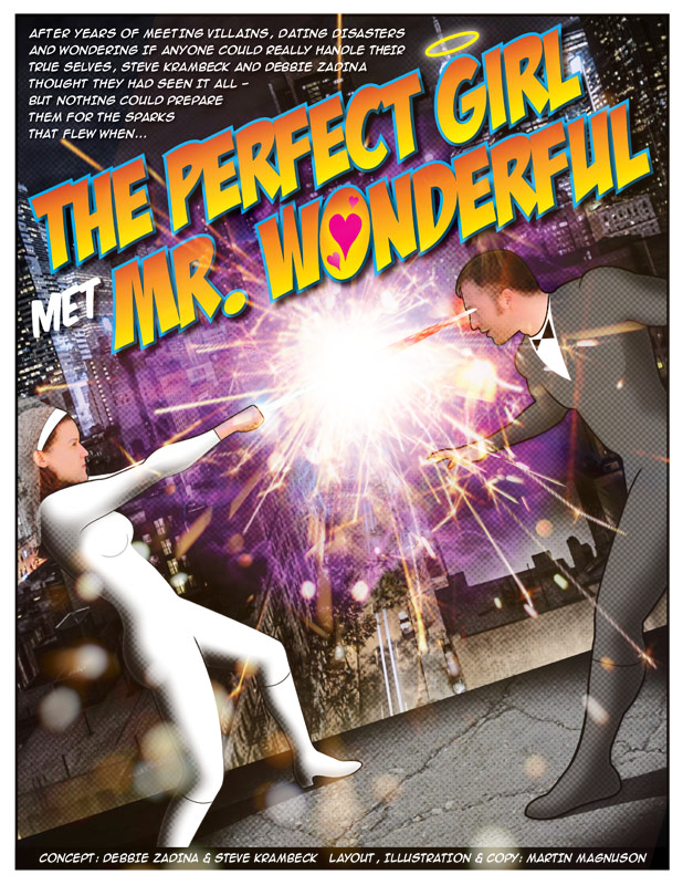 Comic-Themed Artwork created for the wedding of two friends (excerpt).