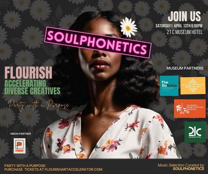We are excited to announce our music selection for the Flourish Cocktail party will be curated by SOULPHONETICS DJs. Christian and Caswell will do a phenomenal job pushing soulful sounds of House, Hip-Hop, Jazz, and all Afro-Latino rhythms.

@soulpho