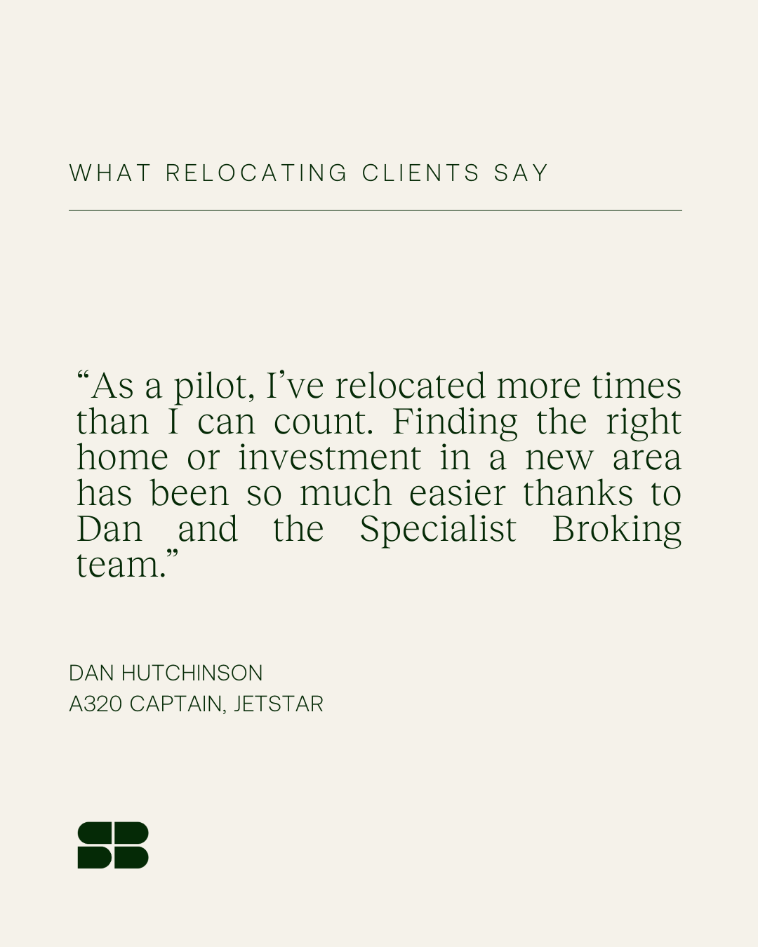 Client testimonial from an A320 Captain about relocating with help from Specialist Broking.
