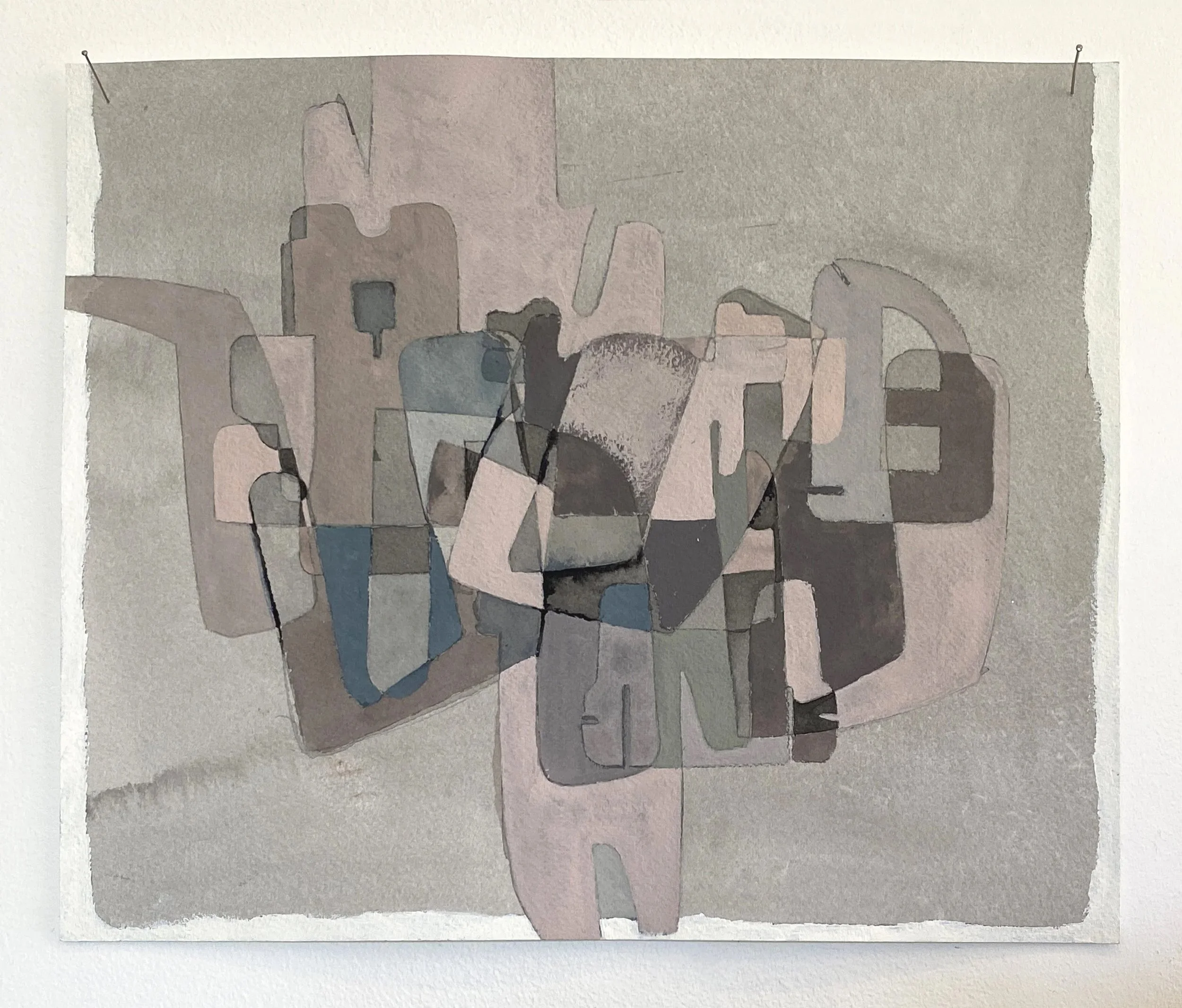 Stencilled works (detail), 2020. Acrylic and graphite on watercolour paper