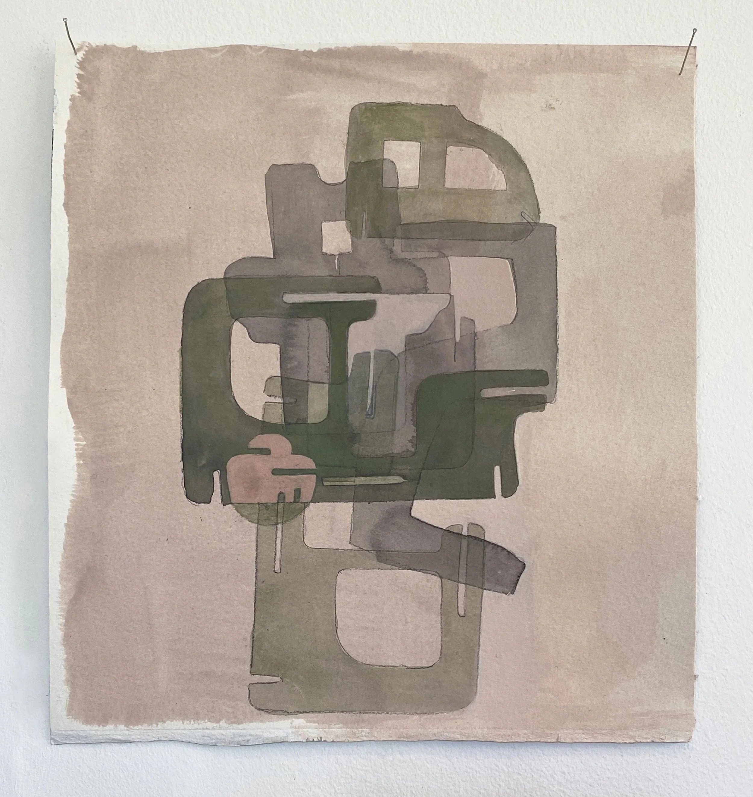 Stencilled works (detail), 2020. Acrylic and graphite on watercolour paper