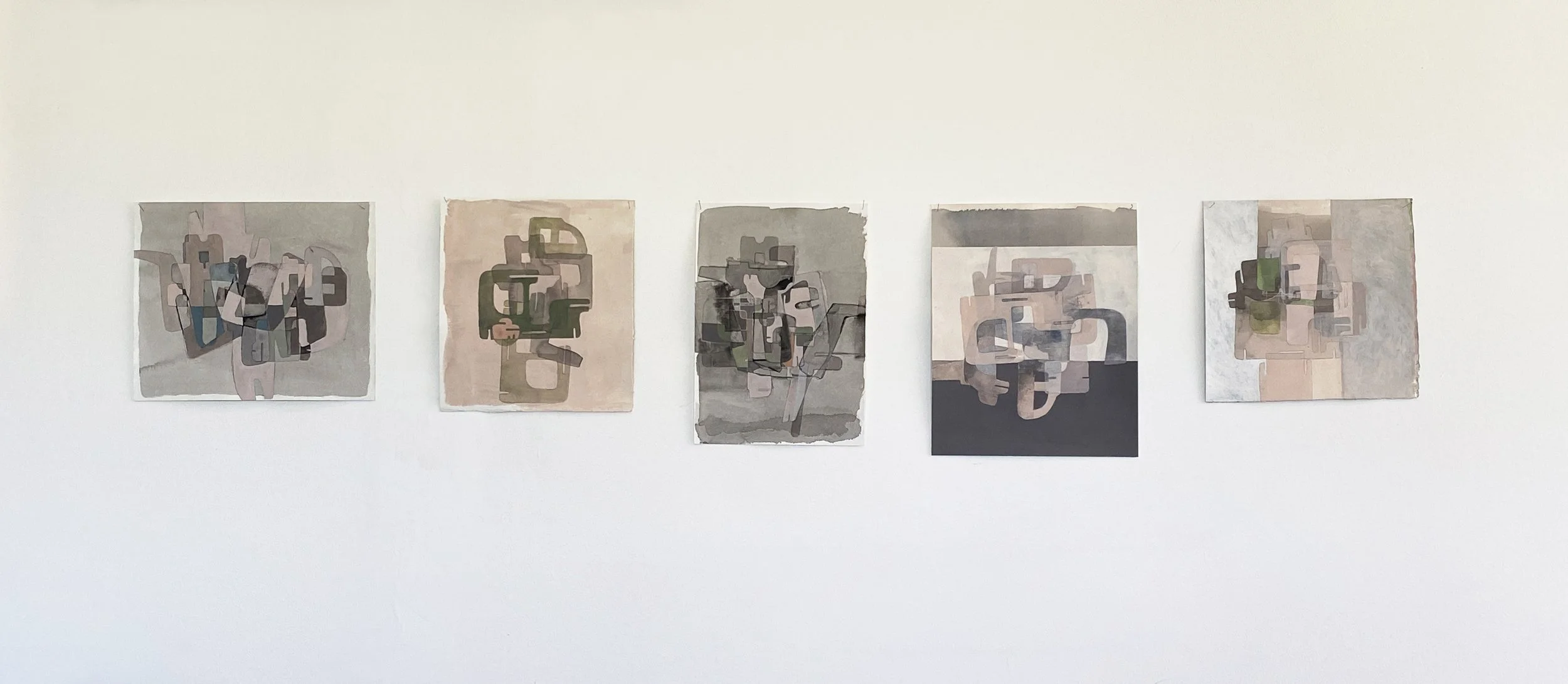 Stencilled works, 2020. Acrylic and graphite on watercolour paper, dimensions variable