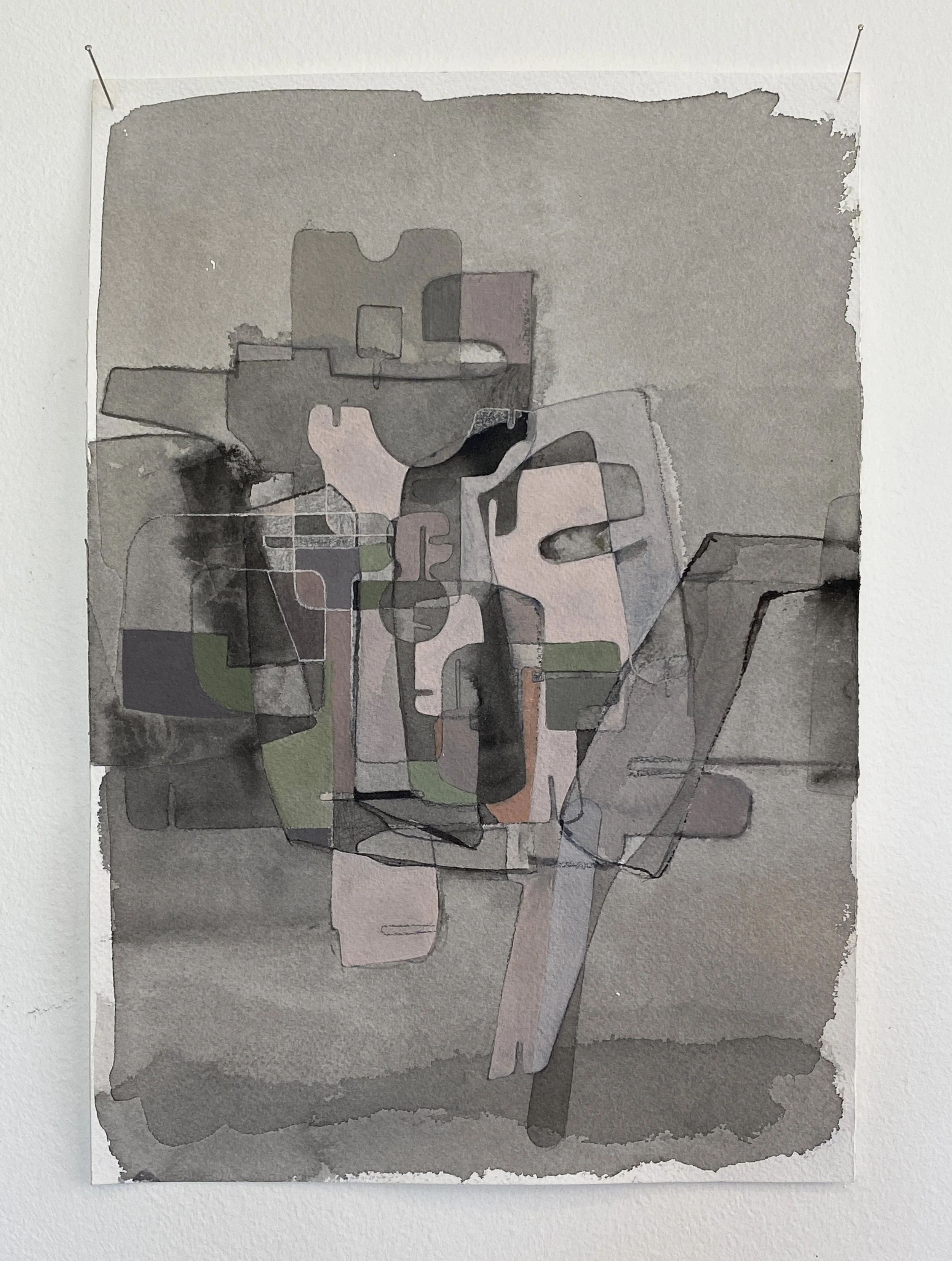 Stencilled works (detail), 2020. Acrylic and graphite on watercolour paper