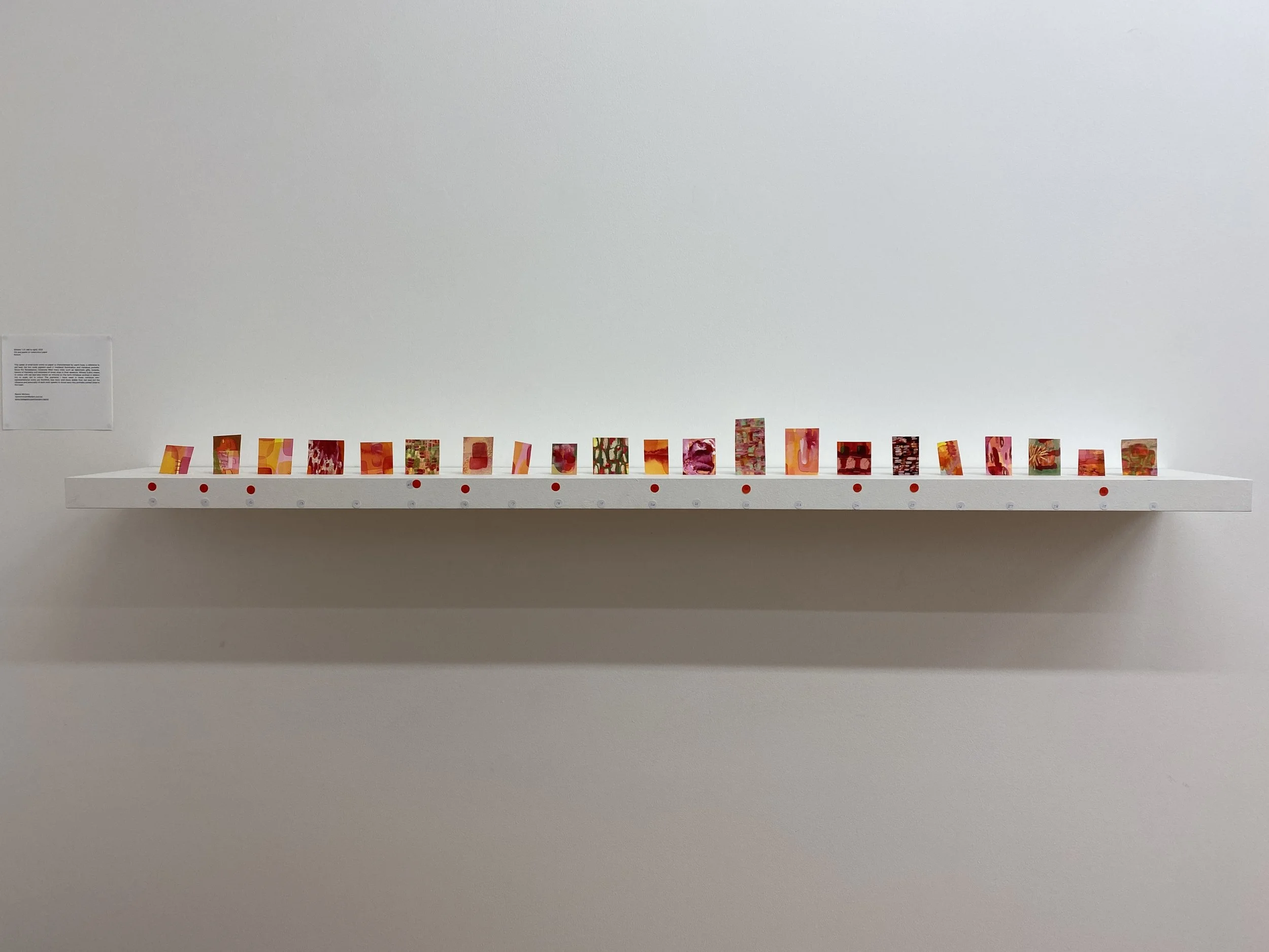 Miniature exhibition, 2022. Acrylic, pastel on watercolour paper, dimensions variable