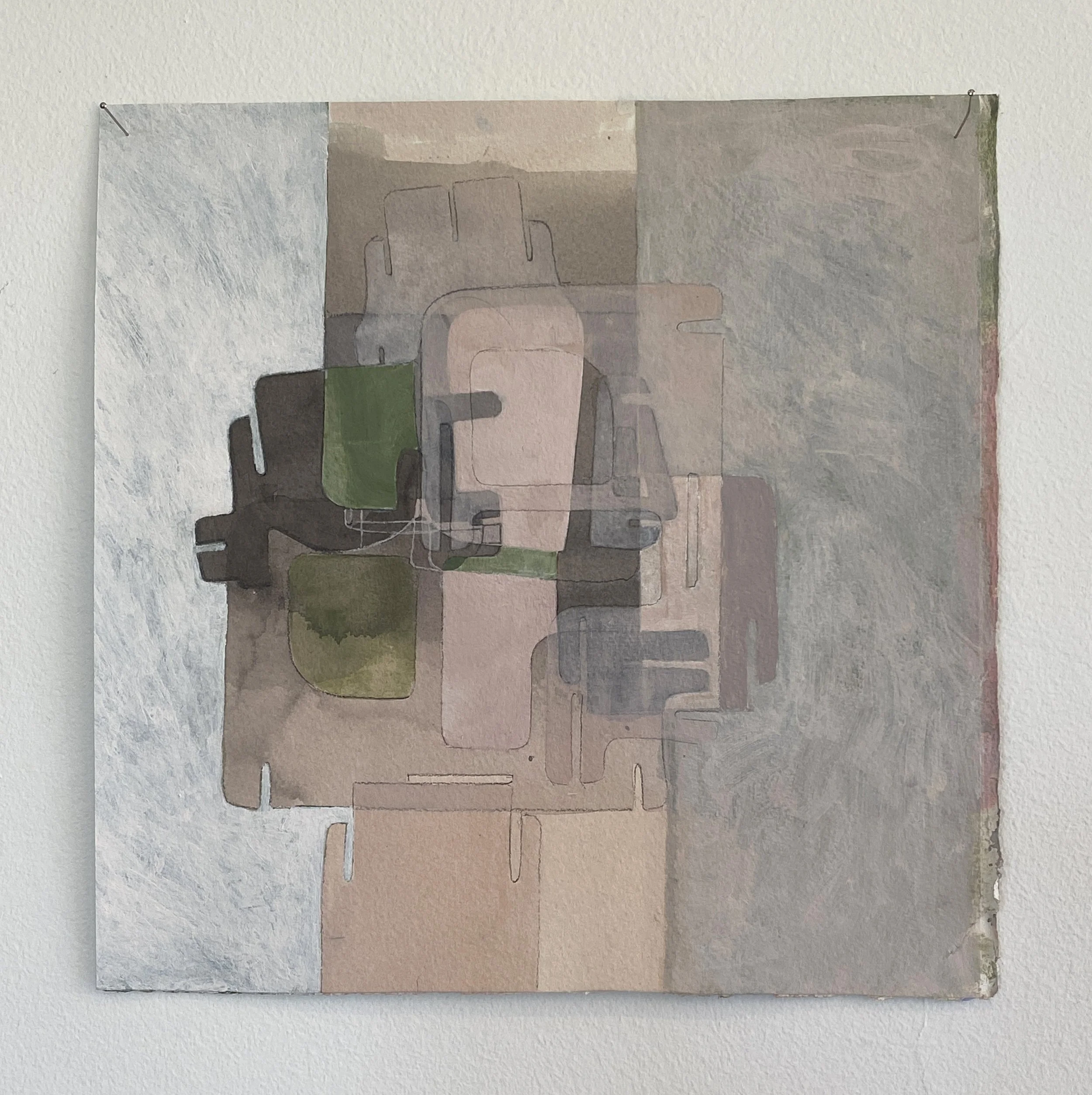 Stencilled works (detail), 2020. Acrylic and graphite on watercolour paper
