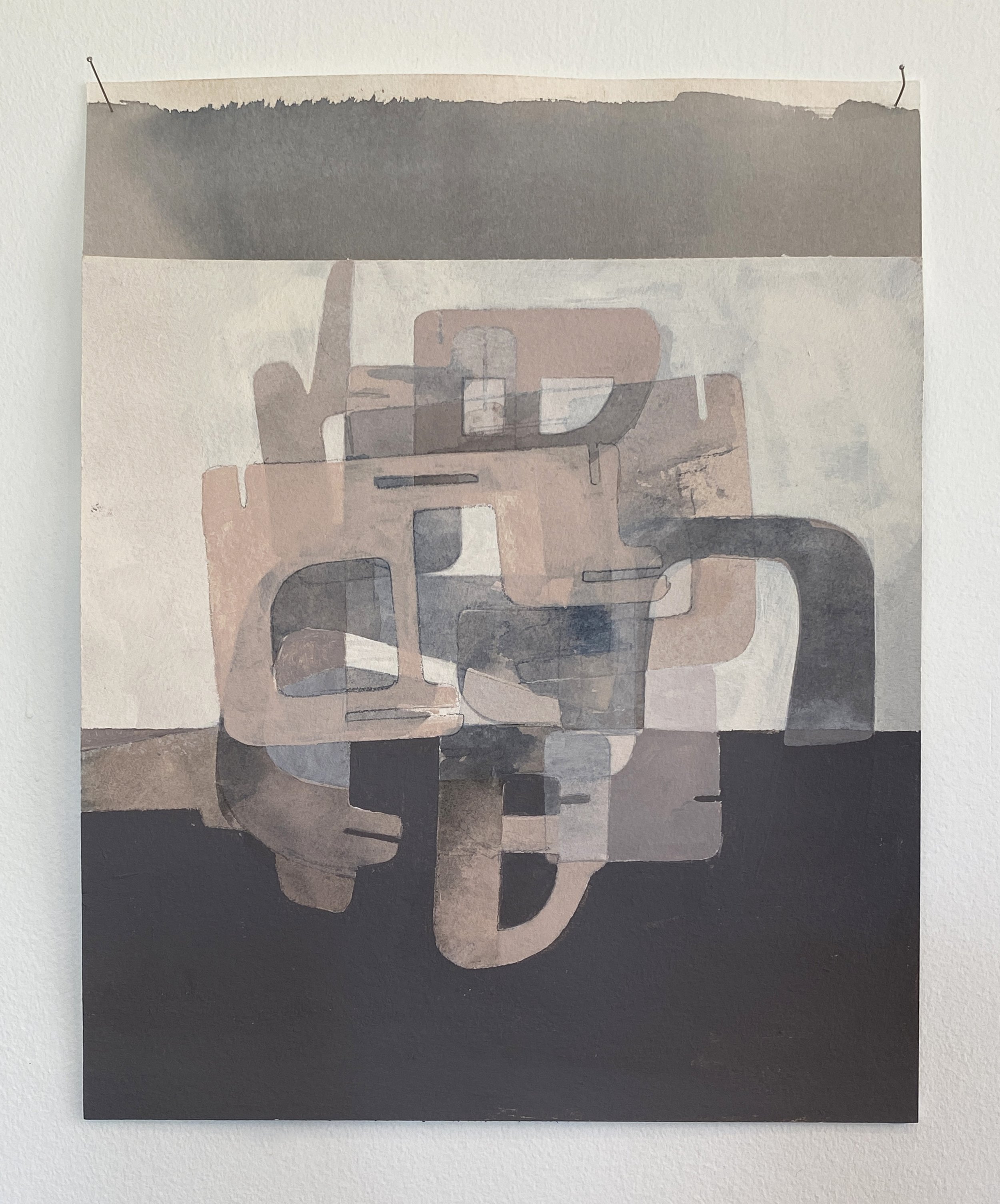 Stencilled works (detail), 2020. Acrylic and graphite on watercolour paper