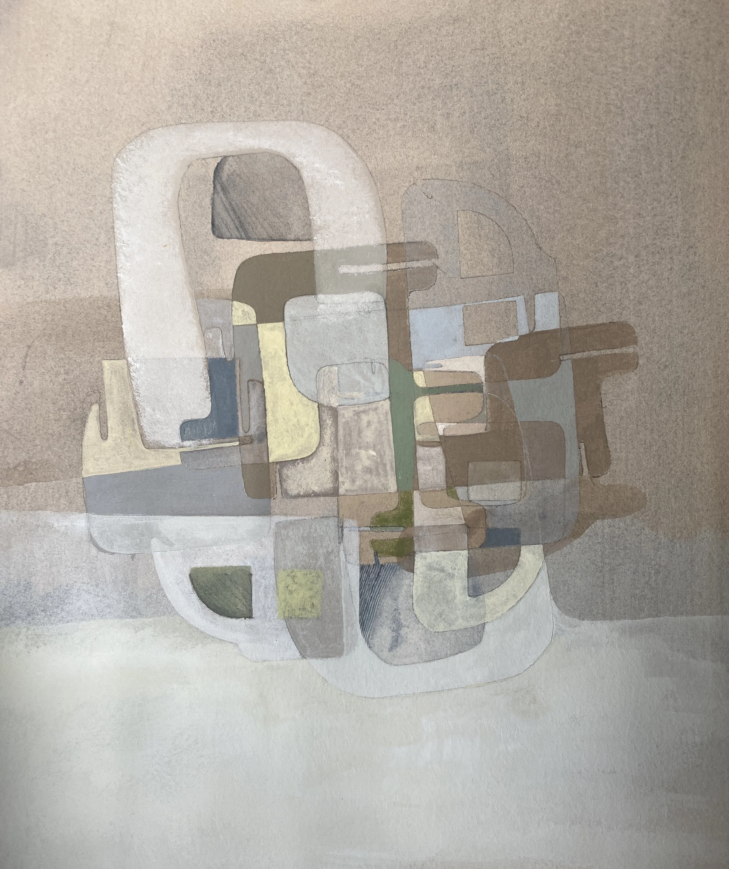 Pea-green boat, 2021. Ink, acrylic & graphite on watercolour paper, 33x28cm