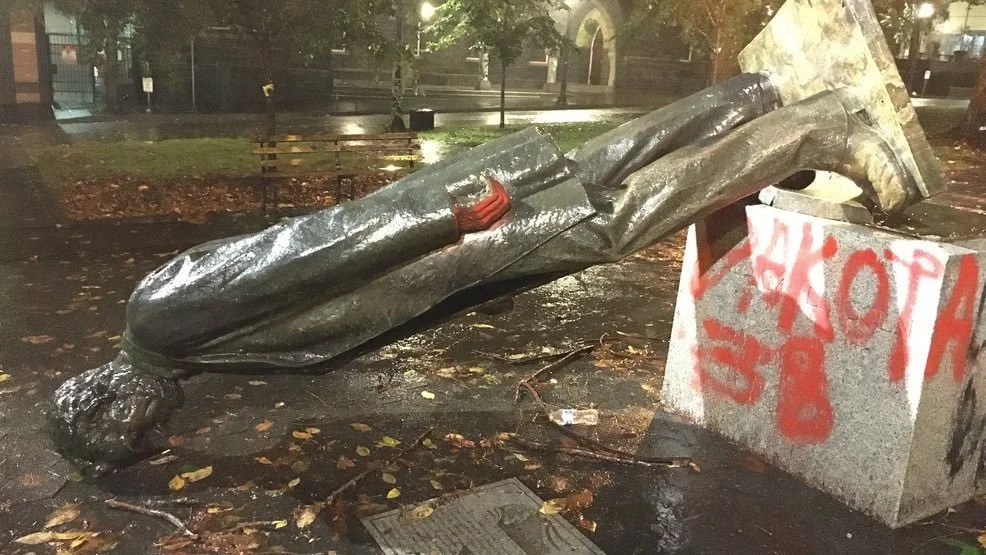 Sad days in Portland when the destroyers, knocked down the Lincoln Statue. 
