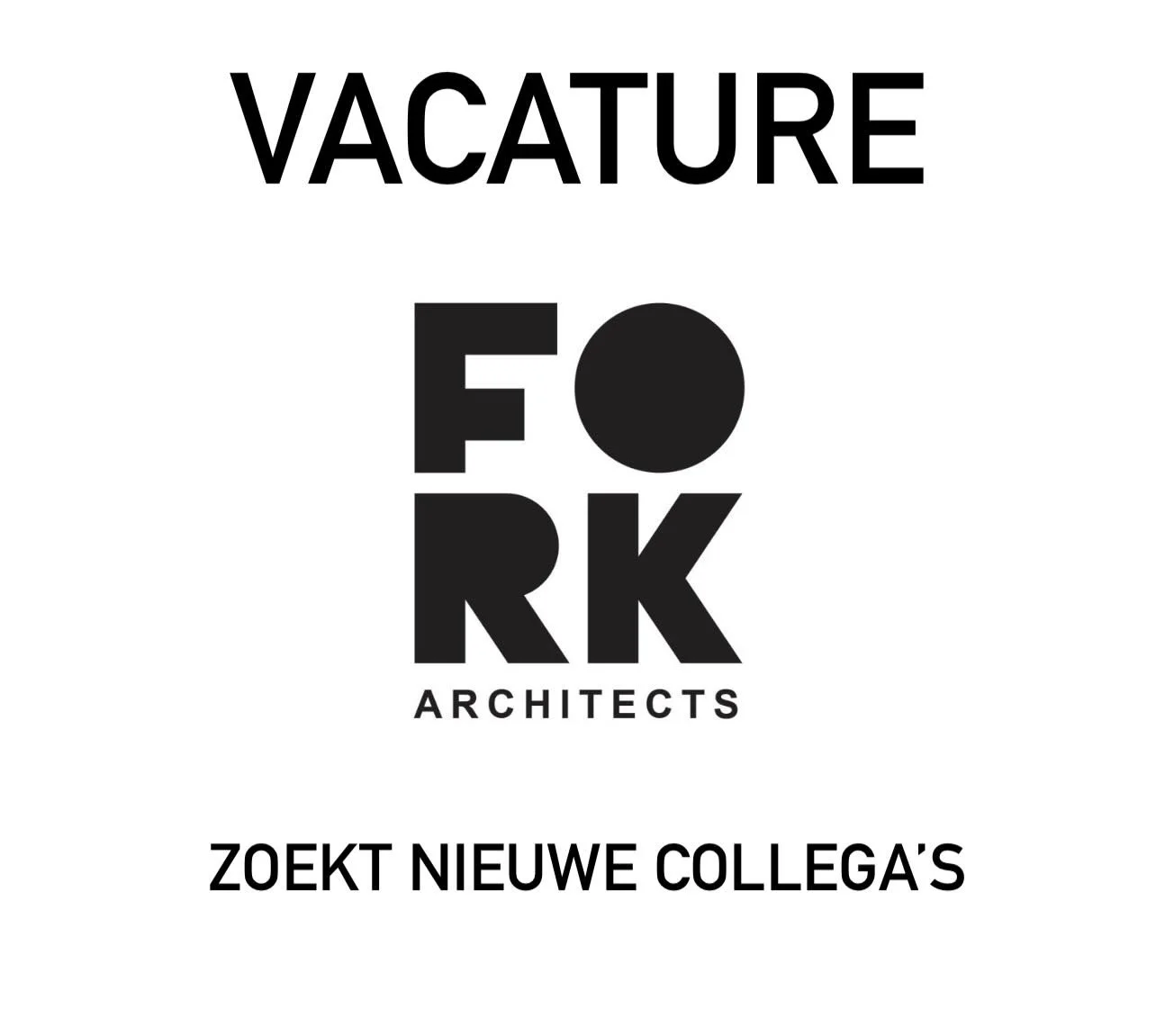 FORK Architects is op zoek naar nieuwe collega&rsquo;s. Wij zoeken volgende profielen: 👷 Architect &ndash; met passie voor onderzoek, organisatie, realisatie en kennis
📐 Ervaren bouwkundige tekenaar &ndash; met sterke Vectorworks kennis

✨ Projecte