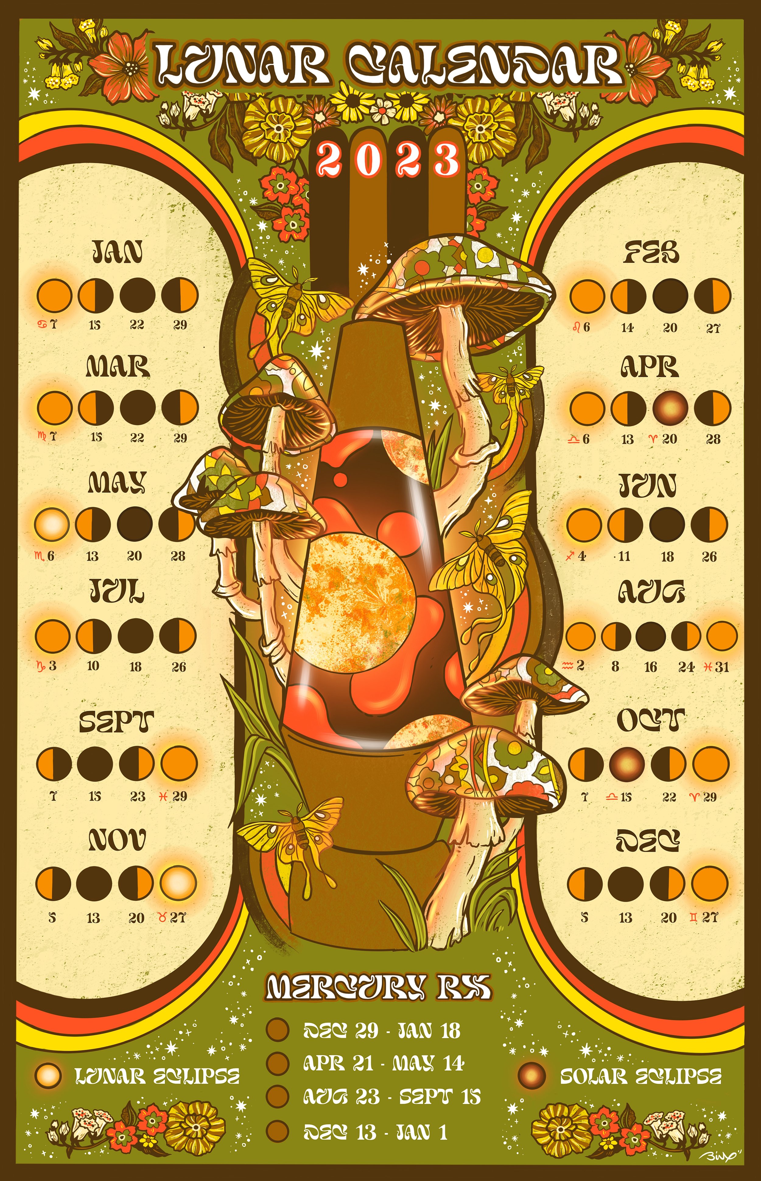 Lunar Calendar 2023 from the joyful and nostalgic world of Binx Designs