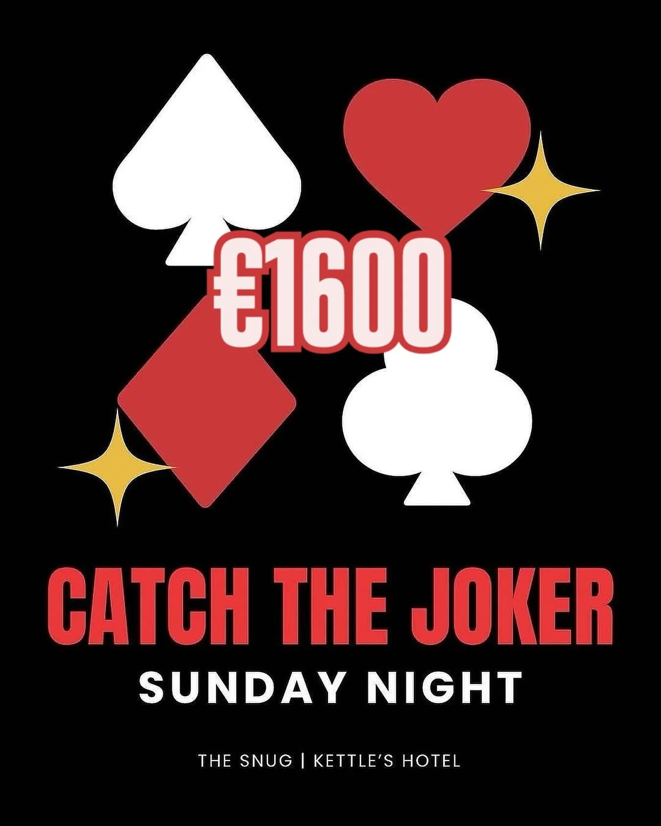 This weeks Joker Jackpot is a massive &euro;1600!!! Tell me, wouldn&rsquo;t that be a nice Christmas bonus! 👀 

Join us on Sunday at 6pm and try your hand at catching that joker 🤡
