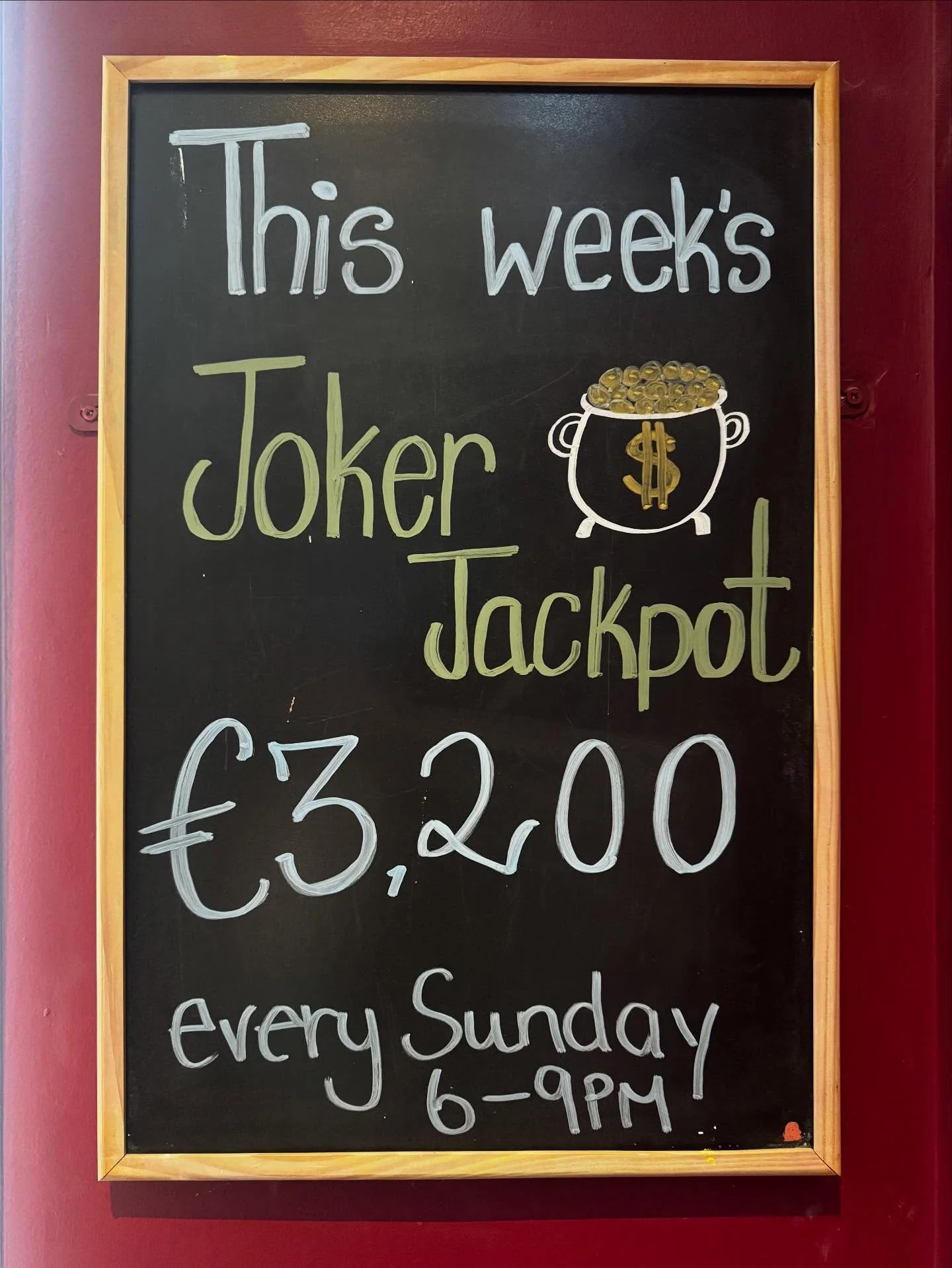 This week&rsquo;s Joker Jackpot is a whooping &euro;3,200!!! Don&rsquo;t miss out on your chance to grab this amazing cash prize 🏆 Every Sunday at 6PM in the Snug.