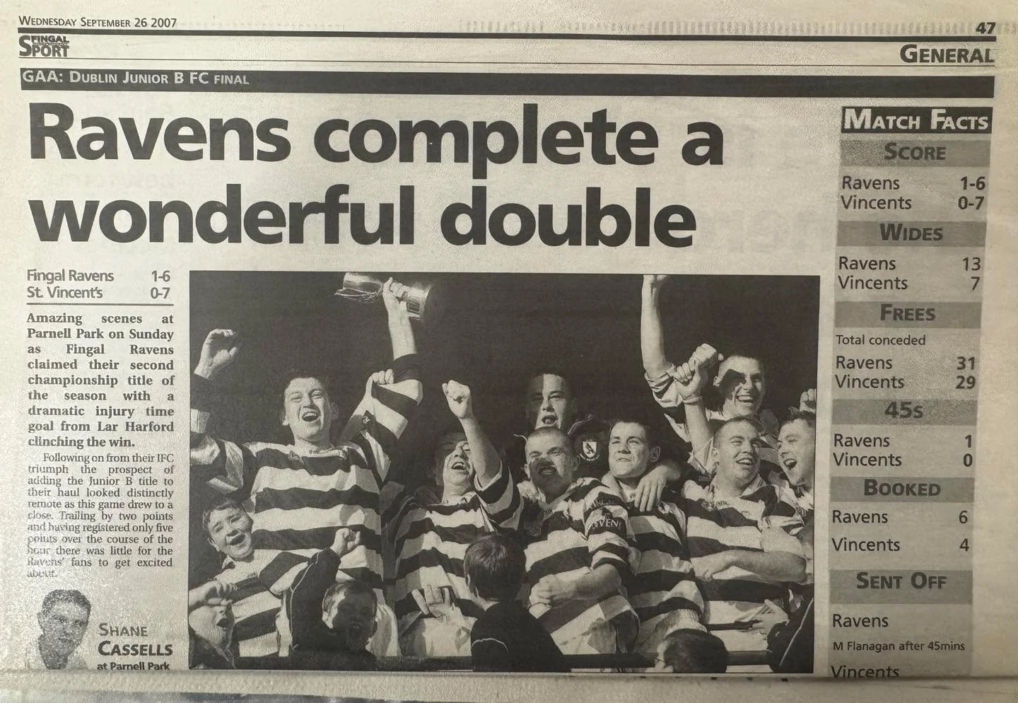 #THROWBACKTHURSDAY with fingal_ravens_gfc.

September 2007. Junior B Final in Parnell Park.

If you were there that day &mdash; what do you remember most?
The winning goal? The nerves? The celebrations after?

Tag someone who togged out or stood on t