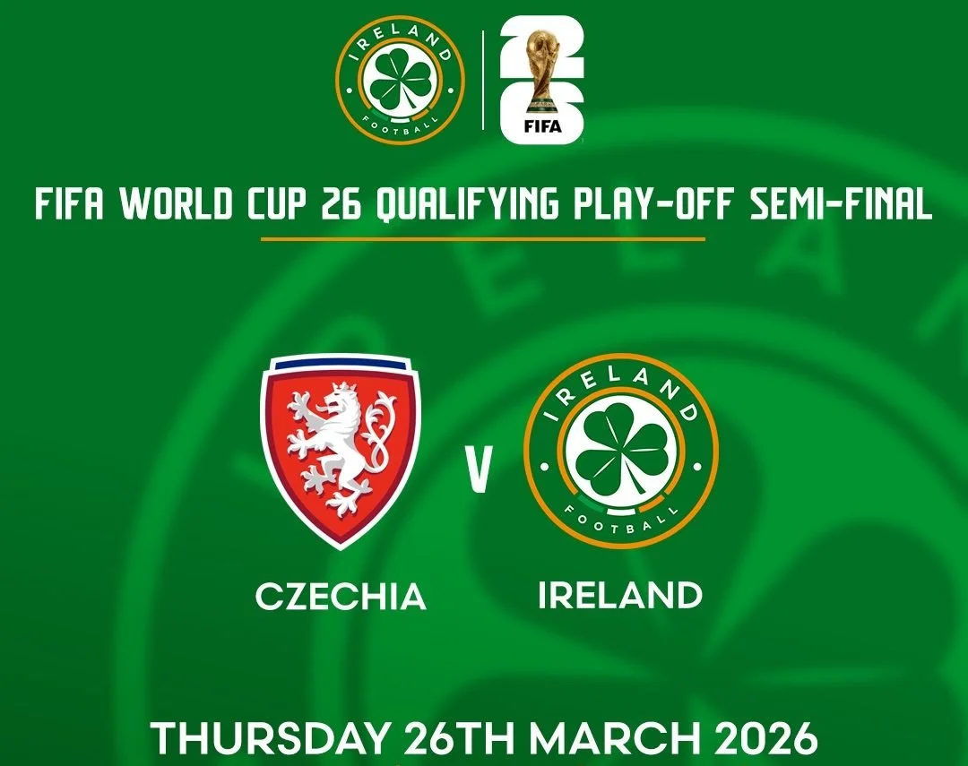 🇮🇪⚽️ COME ON YOU BOYS IN GREEN! ⚽️🇮🇪

It&rsquo;s a massive night for Ireland as we take on Czechia in the FIFA World Cup 2026 Qualifying Play-Off Semi-Final! 💚🔥

📅 Thursday 26th March
⏰ Kick-off: 7:45PM (Irish Time)

We&rsquo;re showing EVERY 