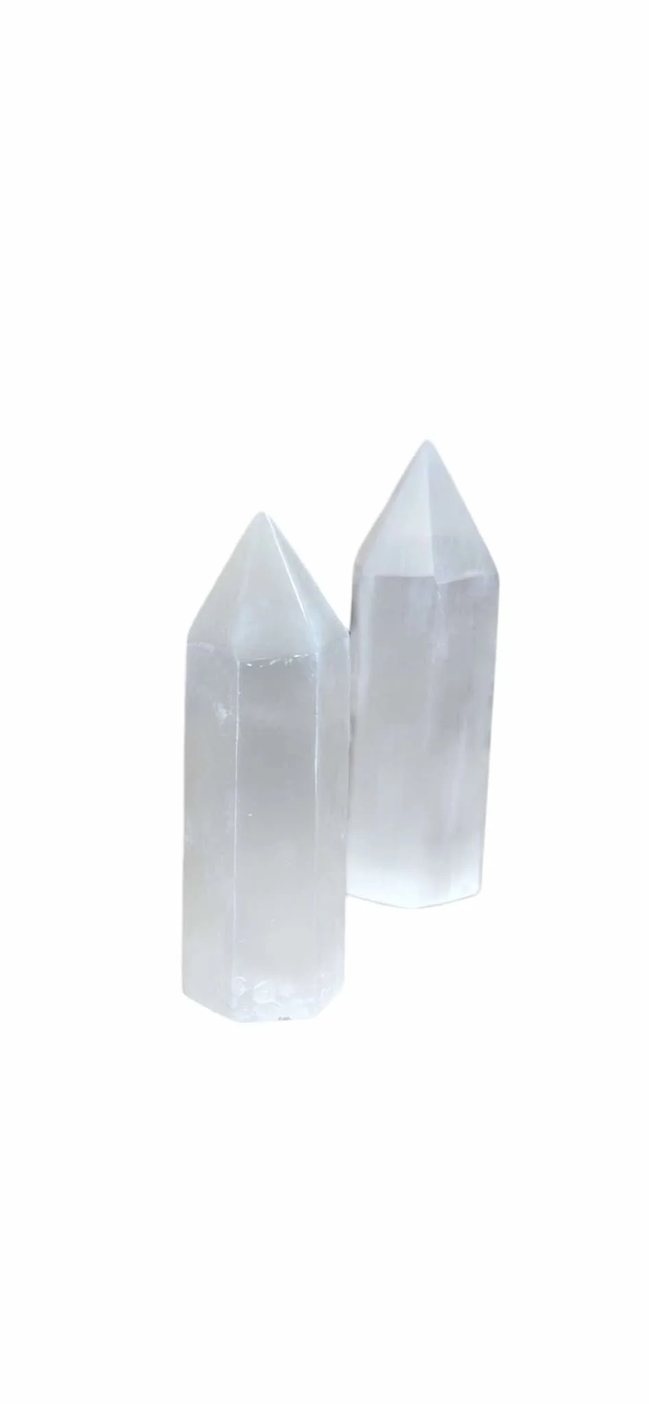 Selenite obelisk crystal point