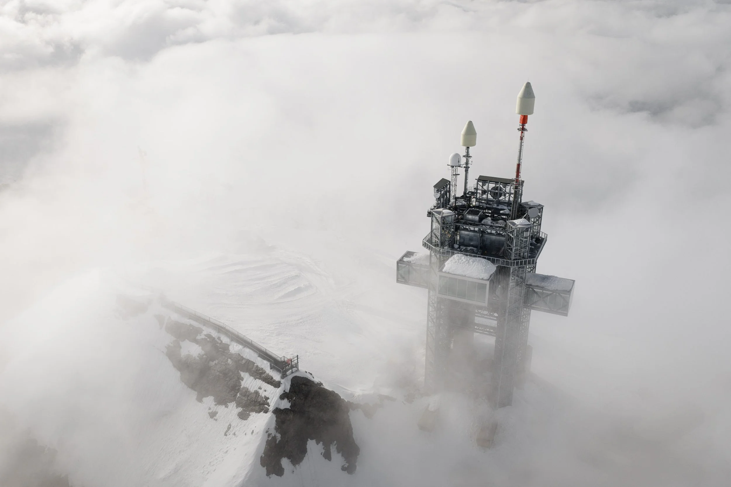 Titlis Tower by Herzog & De Meuron: Drone shot in the fog