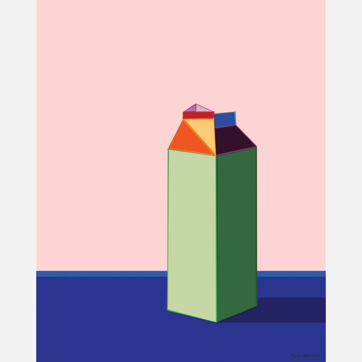Playful and colorful milk carton artwork, perfect for retro and contemporary decor.