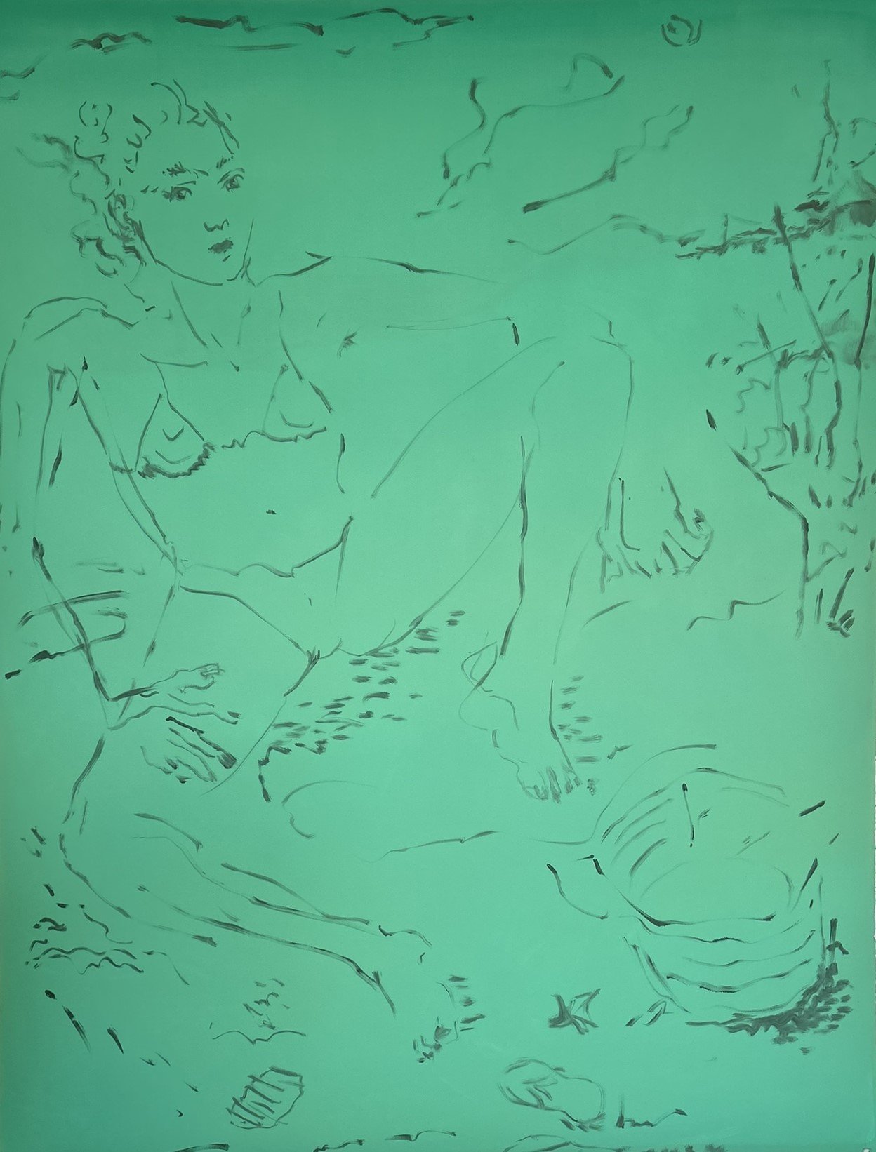 Peinture figurative contemporaine Tell Me Why You Always Fight par l'artiste Marie Michelle Le Millier, 2024. Huile sur papier.