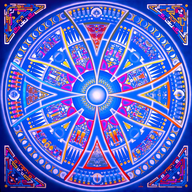 StarWheel mandala painting SW 085 Stella Fortuna by visionary artist Aya.