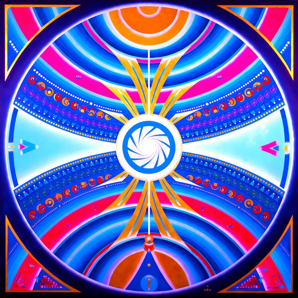 StarWheel neo-mandala painting SW 096 Cosmo Teepee by visionary artist Aya.