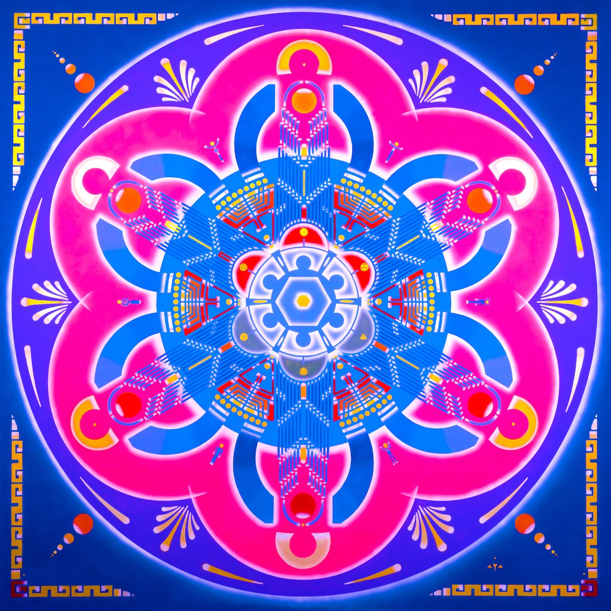 StarWheel mandala painting SW 093 Phi Vajra by visionary artist Aya.