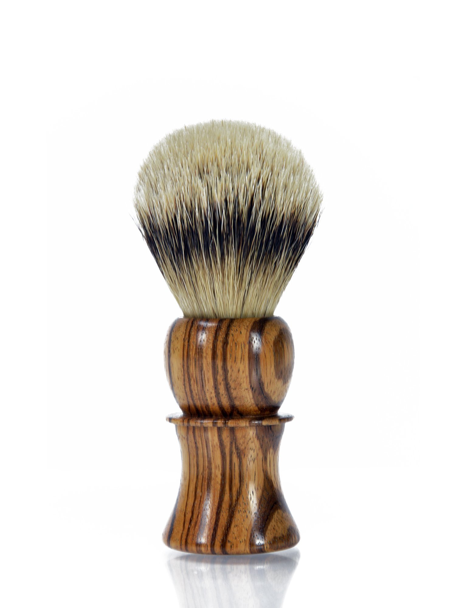 Zebra wood shaving brush with silvertip badger hair