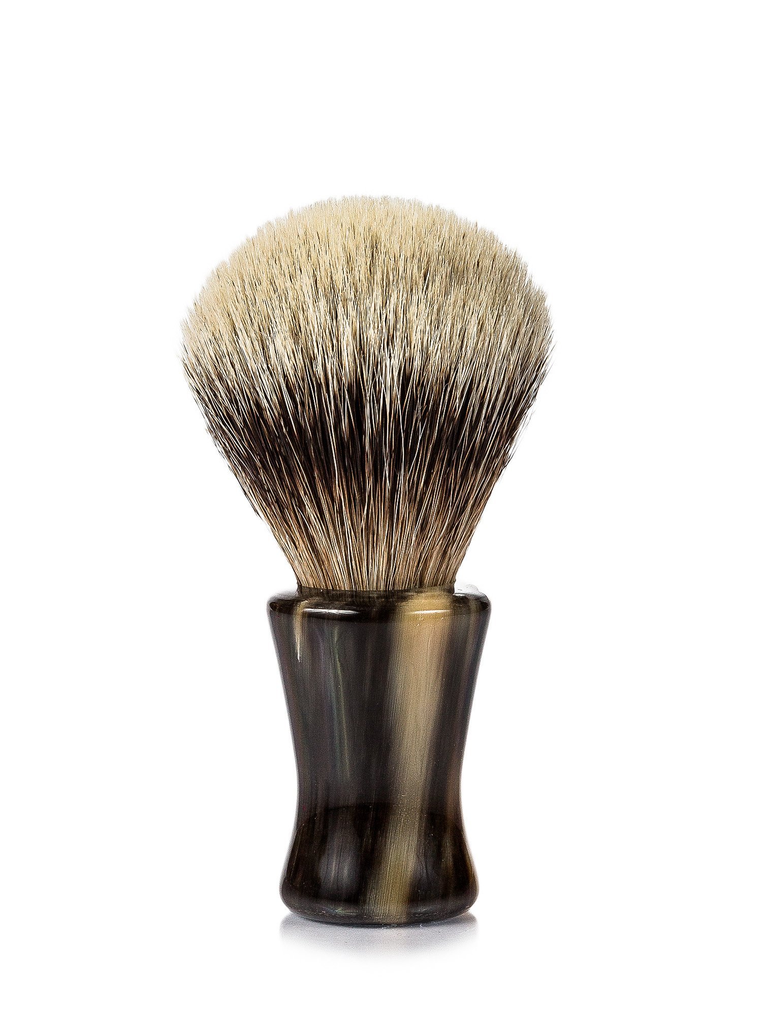 Genuine horn shaving brush with silvertip badger hair