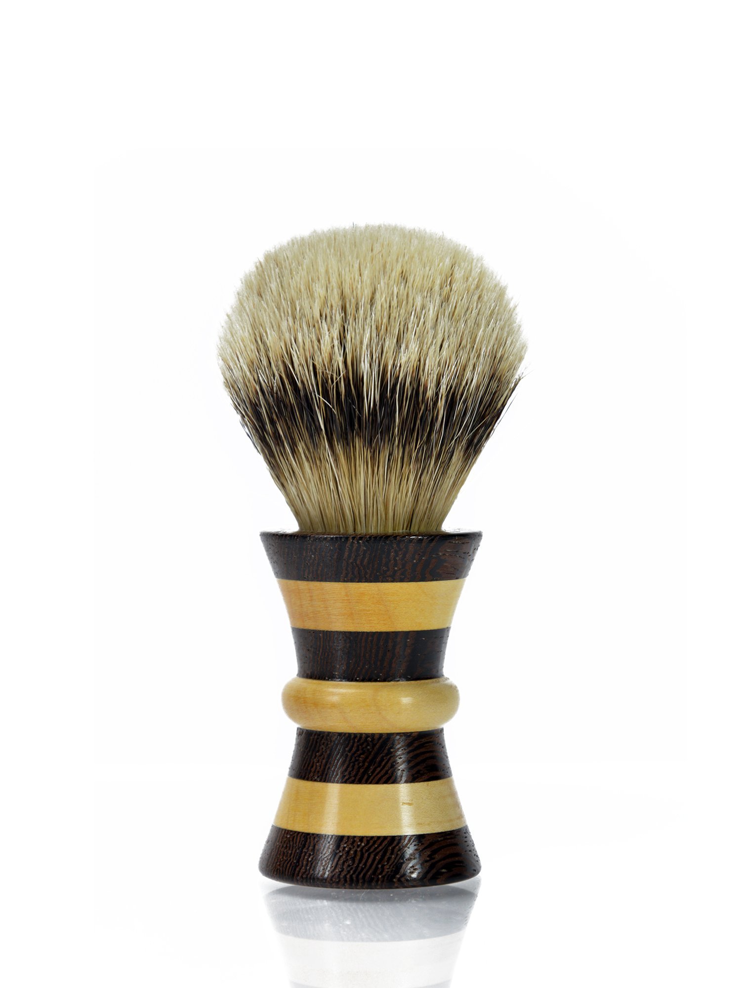 Wenghe and maple wood shaving brush with silvertip badger hair