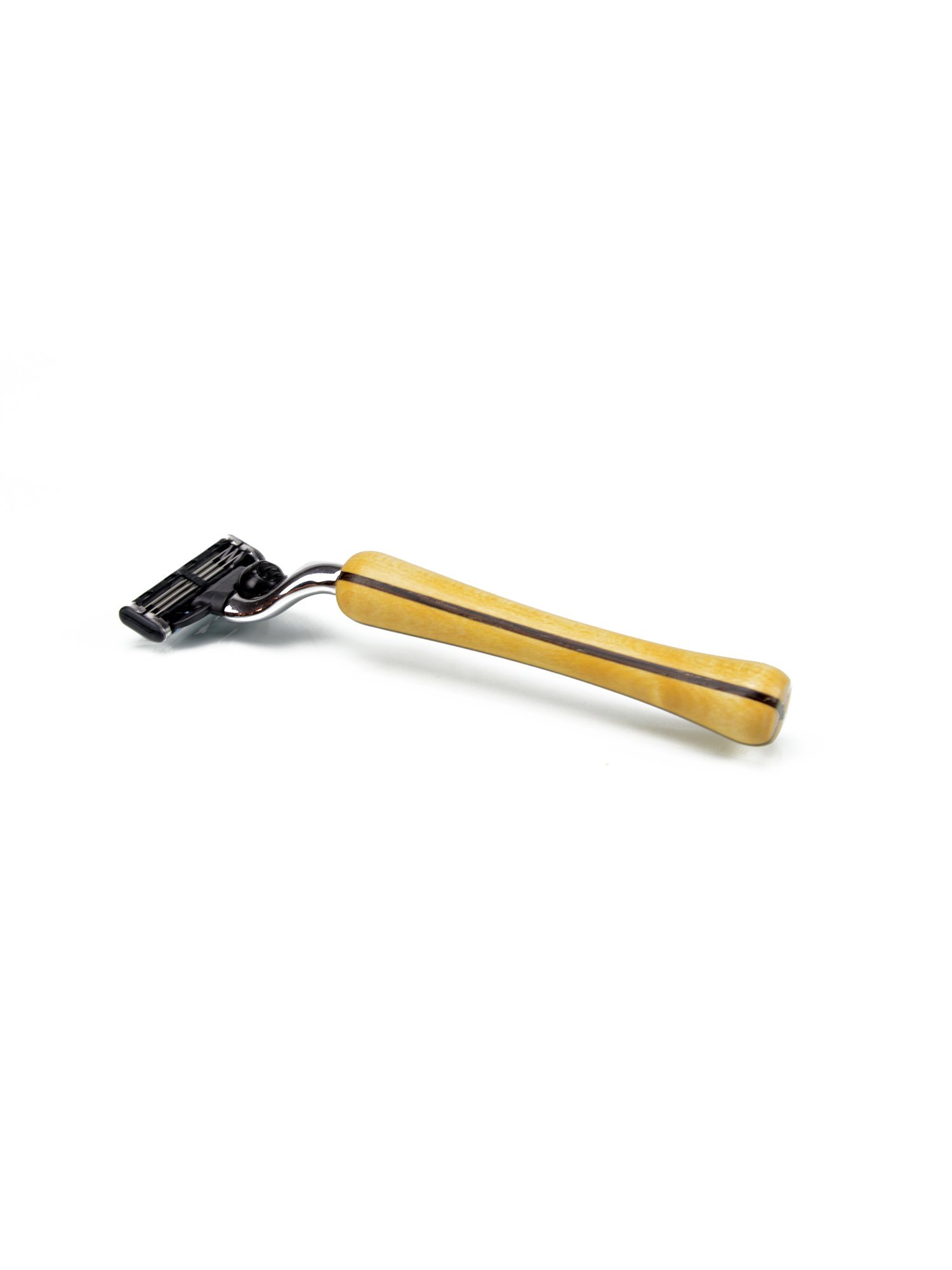 Maple and wenghe wood razor with Mach 3 blade