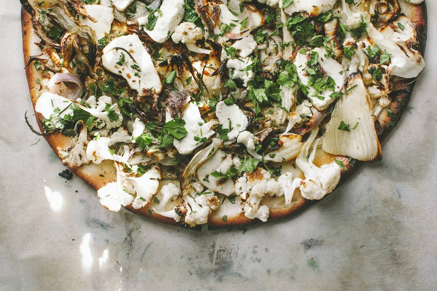 White pizza: cauliflower, fennel & ricotta
