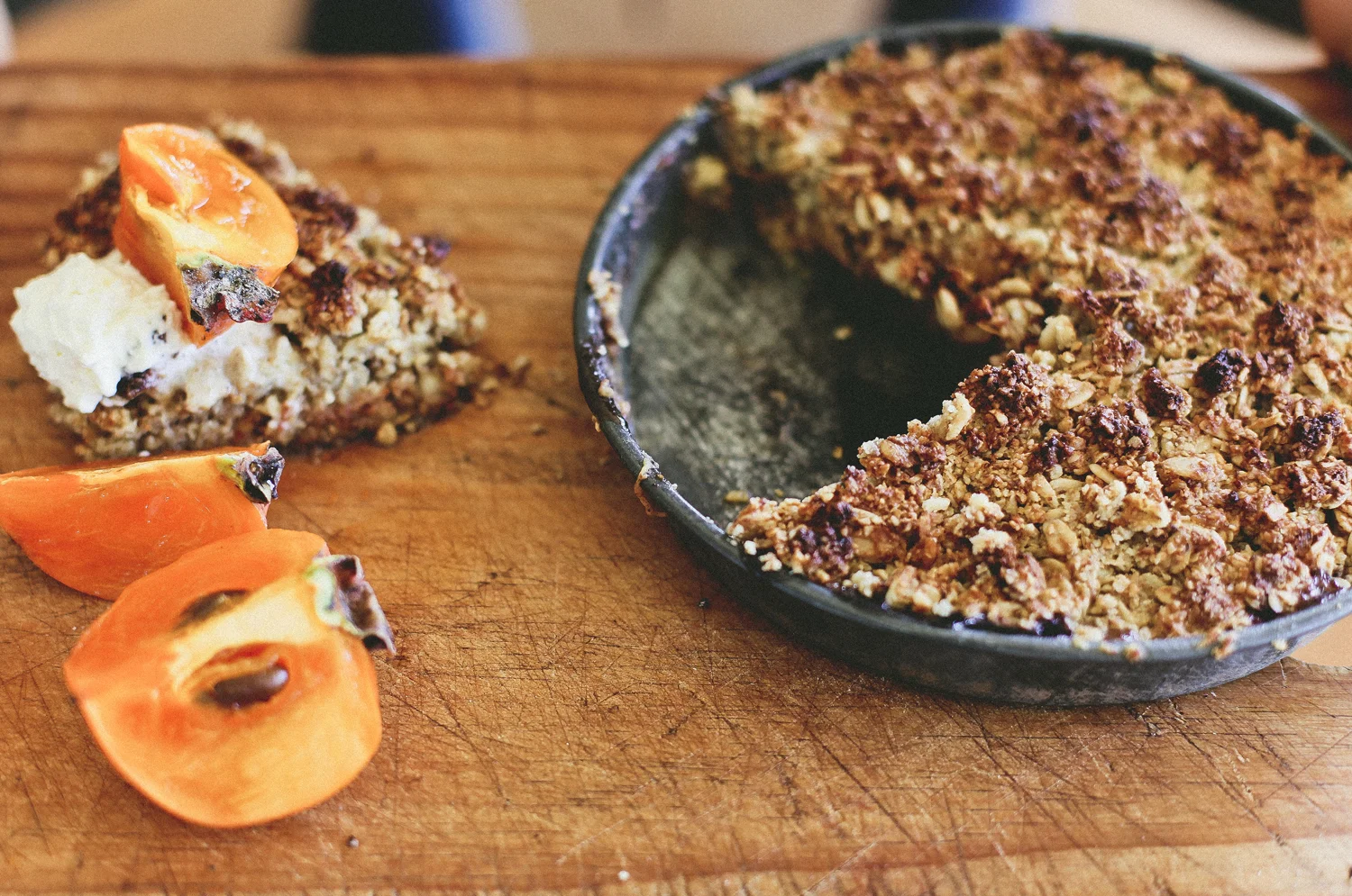 Persimmon & oat crumble