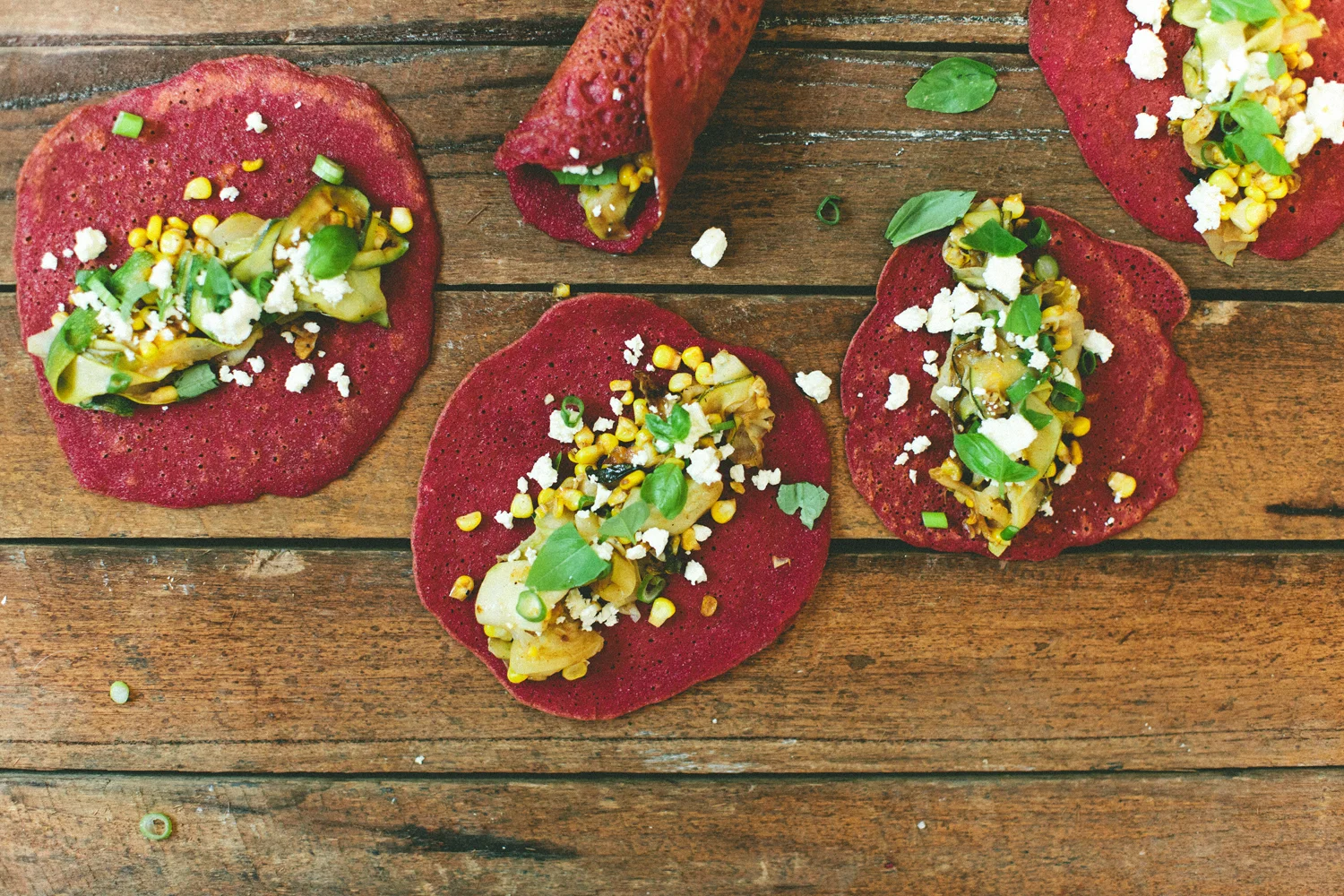 Summer beetroot crepes