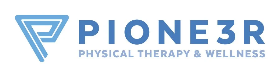 Logo for Pione3r Physical Therapy & Wellness with a stylized blue emblem and the company name in blue text.