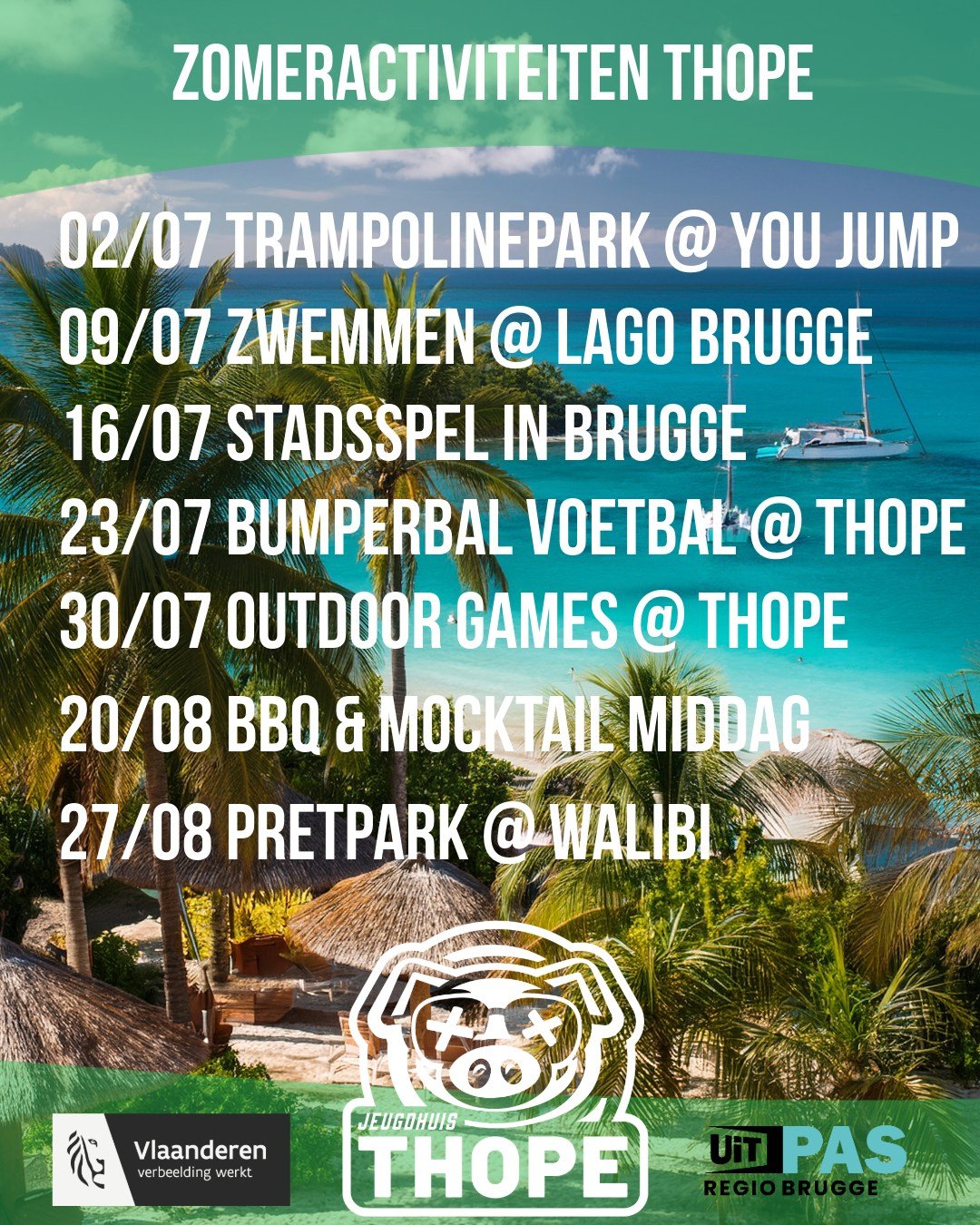 🌞 DE ZOMERPLANNING VAN JEUGDHUIS THOPE IS HIER! 🌴
De zomer komt eraan en wij hebben er keihard zin in! 💥

Van outdoor games tot trampolineparken , van pretparken tot barbecue&euml;n in Thope &mdash; deze zomer is er voor jou in Thope van alles te 