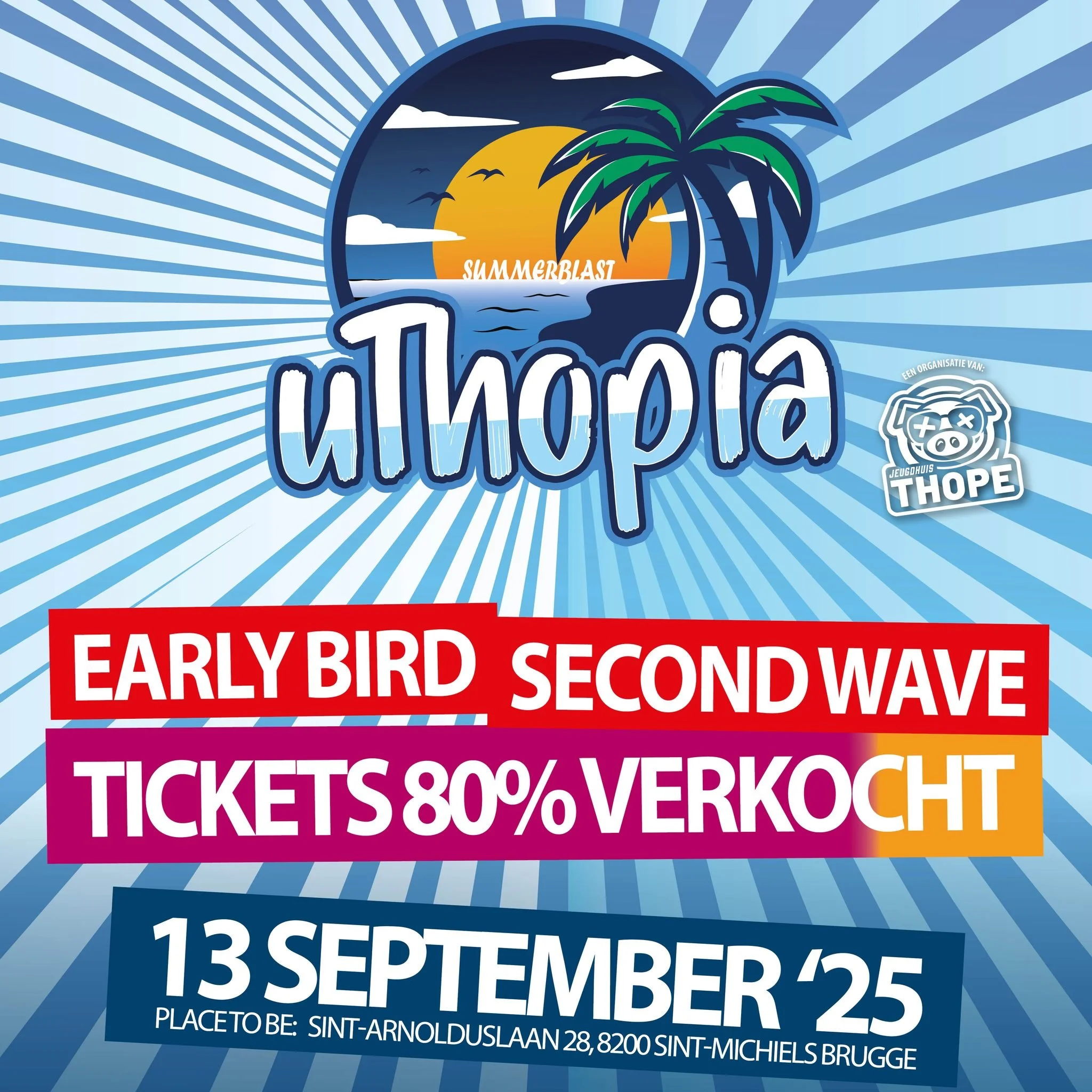 🚨 Opgelet! 🚨
De second wave early bird tickets voor Uthopia aan &euro;12 zijn al voor 80% uitverkocht! 🎫🔥

Wacht niet te lang, want zodra deze weg zijn, stijgt de prijs naar &euro;15!

🎟️ Scoor nu je ticket via www.uthopia.be/tickets