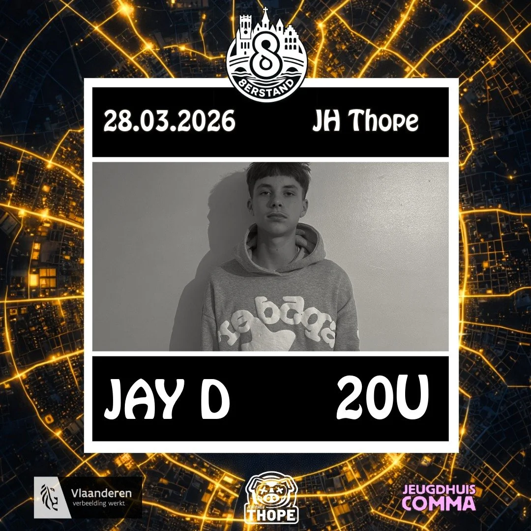 🚨 FIRST ARTIST ANNOUNCEMENT 🚨

De eerste naam voor 8ERSTAND is bekend&hellip; JAY D 🔥

🗓 28.03.2026
📍 JH Thope
🕗 20U

Meer namen volgen snel.
Met de steun van de Vlaamse Overheid. 🦁
In samenwerking @jeugdhuiscomma