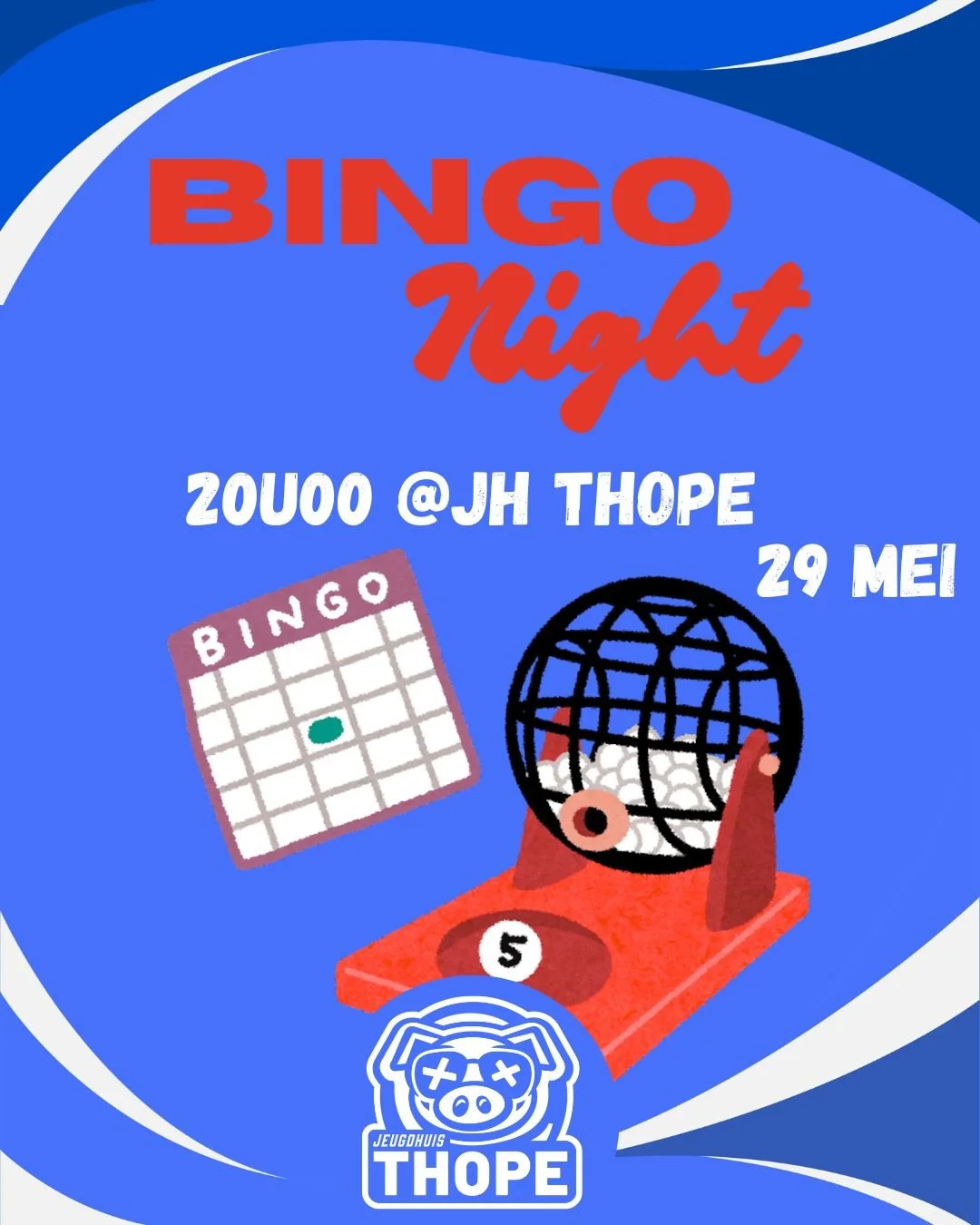 🎉 Vrijdagavond Bar 🎉

Vrijdagavond 29/05 is het Bingo-avond in het jeugdhuis!! Neem je vrienden mee en geniet van een avond vol plezier,en spanning!!

De winnaars maken ook kans op mooie prijzen!! 

Tot dan!!!
