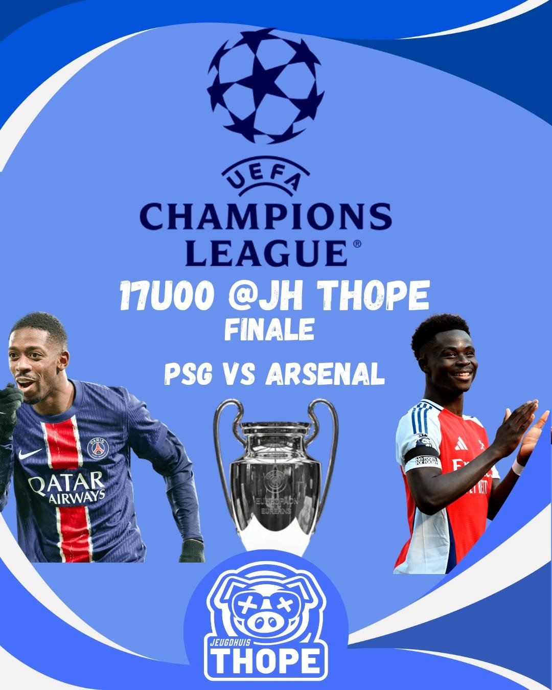 ⚽🔥Zaterdag om 18u is het zover: de langverwachte Champions League finale tussen PSG en Arsenal! Houden David Raya en Matvey Safonov hun netten proper of kunnen ze toch niet weerstaan aan de druk van topspitsen zoals Ousmane Demb&eacute;l&eacute; en 