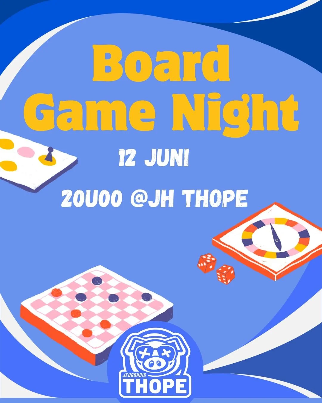 🎲 Vrijdagavond Bar 🎲

Vrijdagavond is het tijd voor strategie, sabotage en veel te competitieve vrienden. Kom naar het jeugdhuis voor een gezellige avond vol boardgames, drankjes en sfeer 🍻! Iedereen welkom vanaf 20u ongeacht of je nu komt om te w