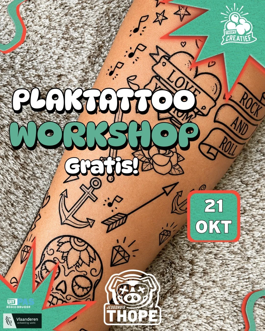 Volgende week woensdag weer een creatieve workshop op de planning!! Gratis plaktattoos maken, dus spring maar eens binnen in de middag!